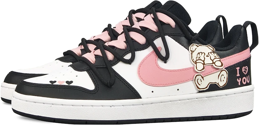 【客製球鞋】Nike Court Borough 塔兔 解構設計 甜酷 少女心 小熊 可愛 清純 百搭 簡約 防滑輕便 低筒 板鞋 GS 黑粉 Shop 【客製球鞋】Nike Court Borough 塔兔 解構設計 甜酷 少女心 小熊 可愛 清純 百搭 簡約 防滑輕便 低筒 板鞋 GS 黑粉