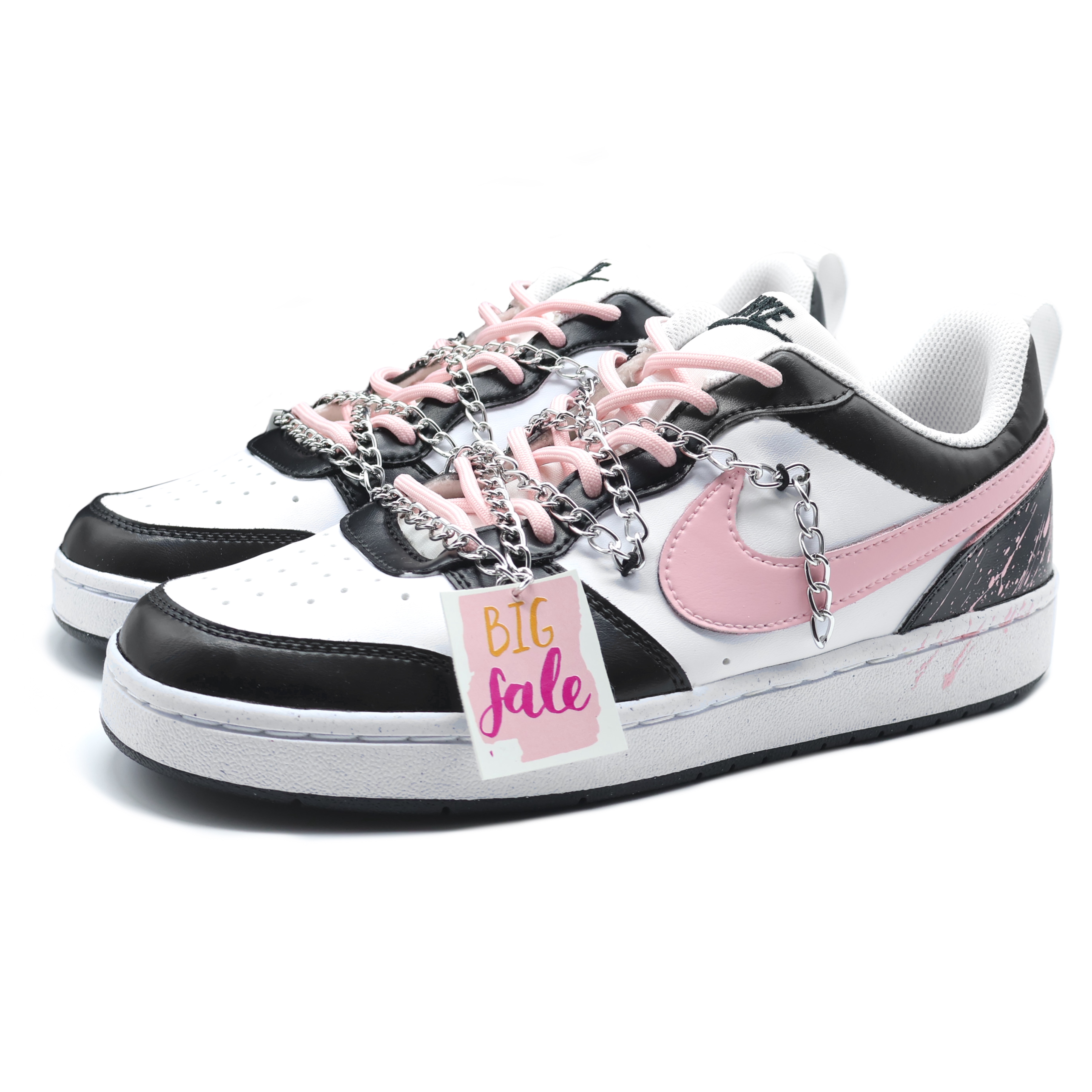 [Custom Shoes] Nike Court Borough Low 'Black Pink Metal Splatter' 圖 5