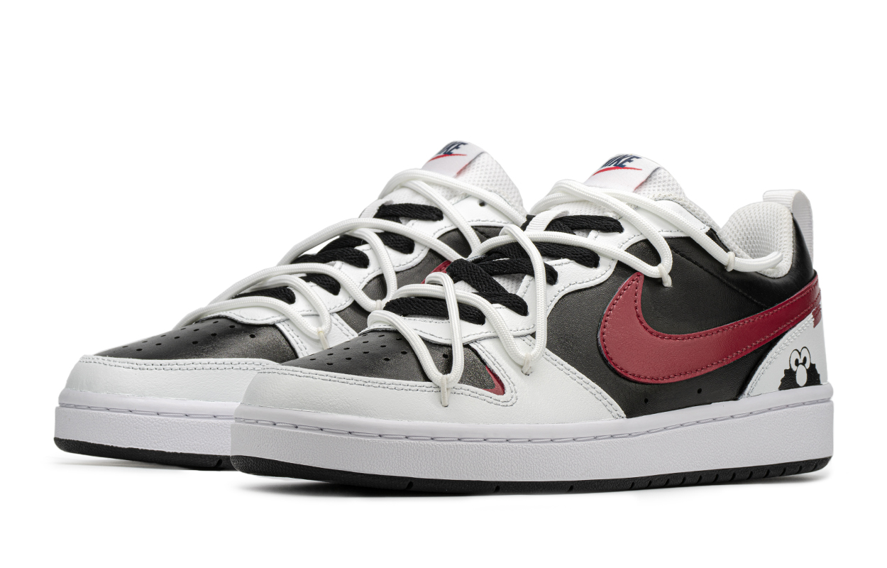 Shop [Zapatos Personalizados] Nike Court Borough Low 'Negro Rojo Barrio Sésamo' DO7446-101(TeamA-黑红芝麻)