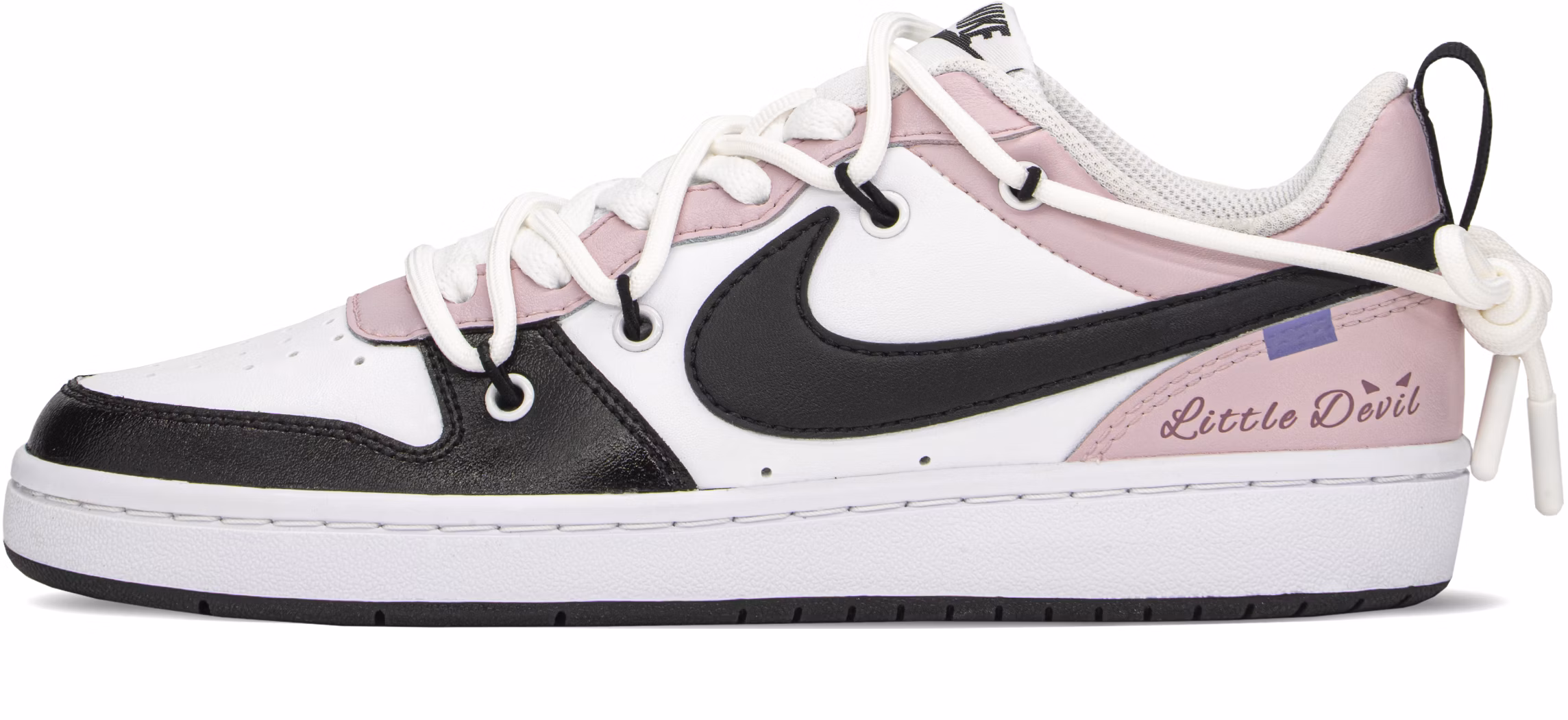 custom-shoes-nike-court-borough-low-black-white-pink-little-devil