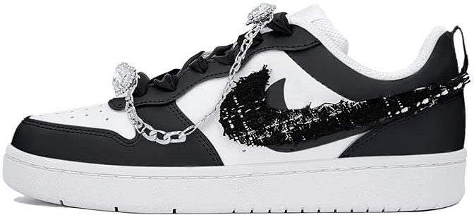 custom-shoes-nike-court-borough-low-black-white-crystal-heart