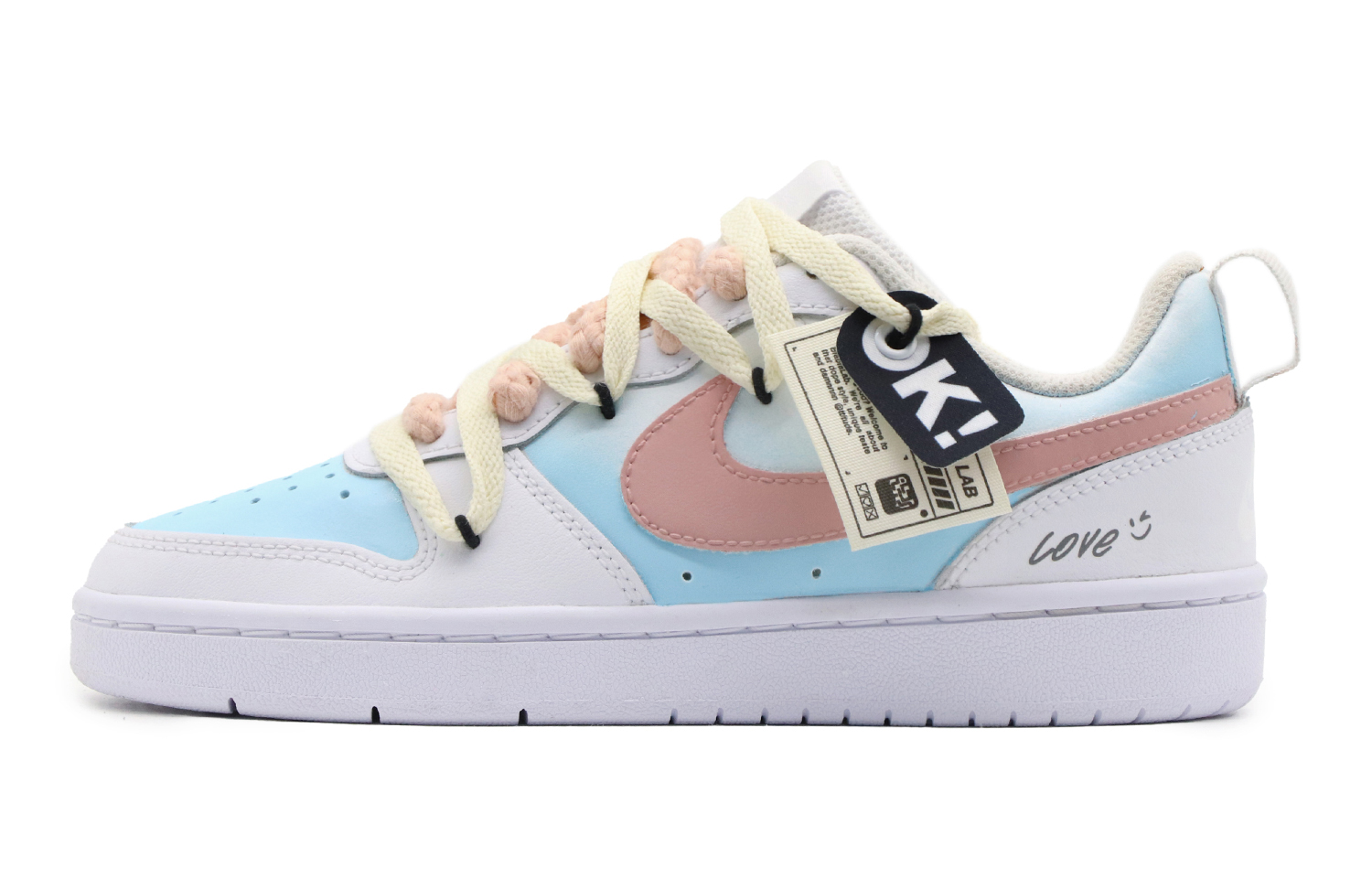 Buy [Zapatillas Personalizadas] Nike Court Borough Low 'Olas Azul-Rosa' BQ5448-100(Team57-女款海浪)