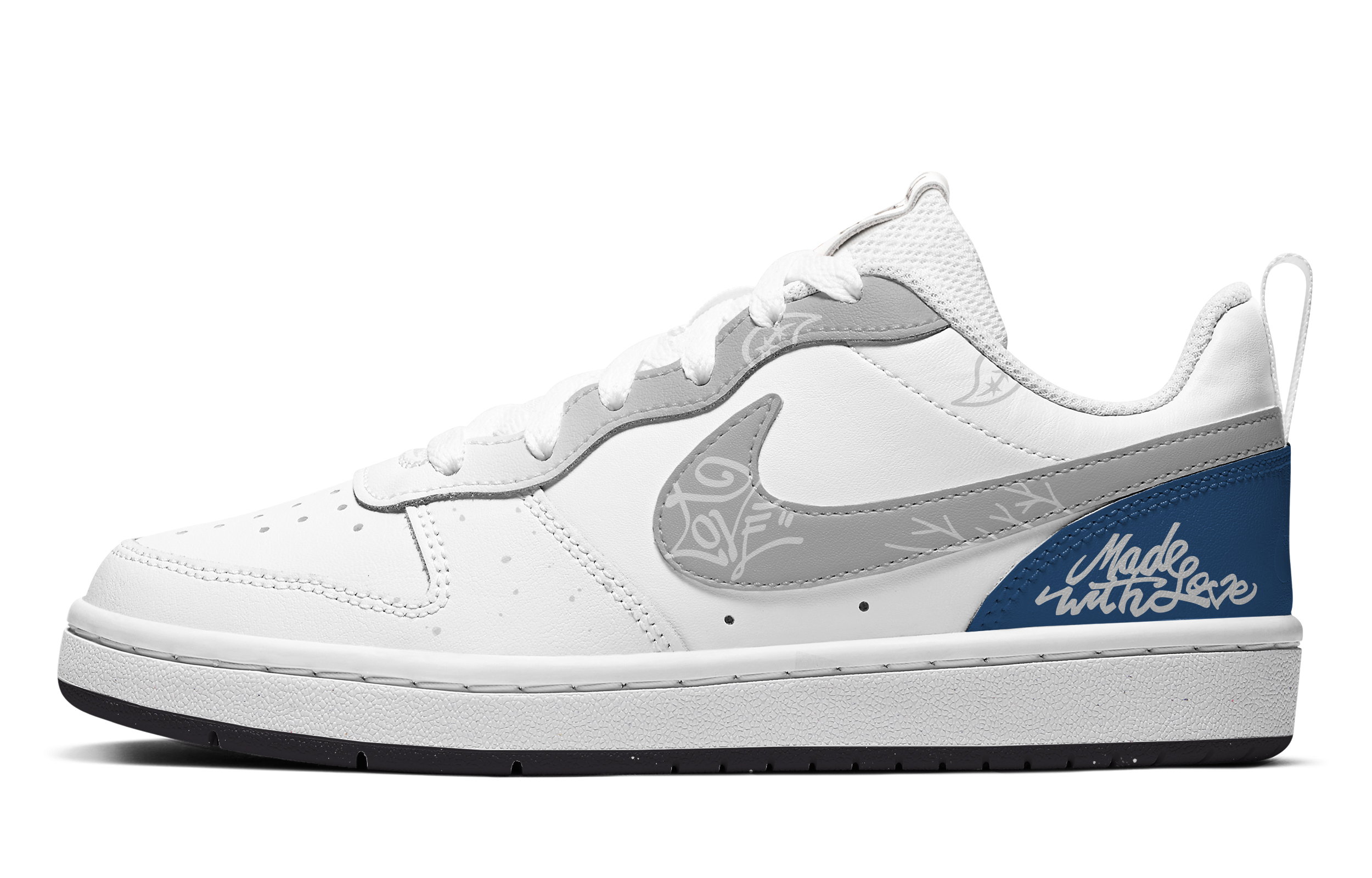 Order [定制鞋] Nike Court Borough Low '蓝白灰佩斯利' DV5456-108(TeamA-现爱情造奇才腰果)