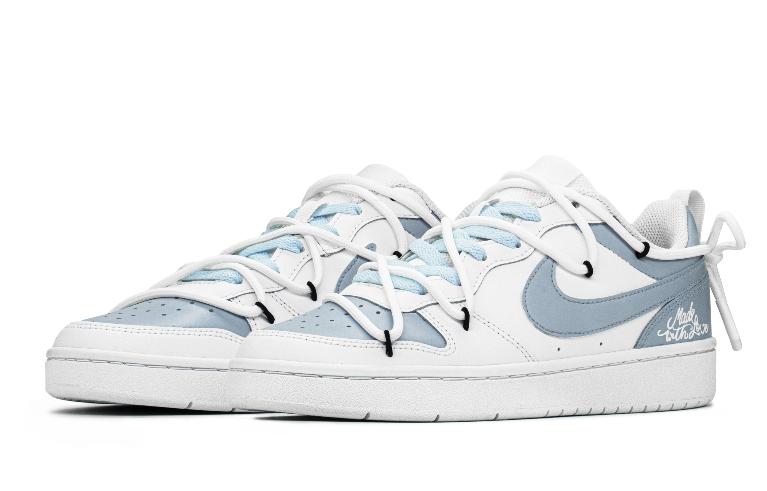 Lookbook 【客製球鞋】 Nike Court Borough FZBB 藍莓撞奶 防滑耐磨 低筒 板鞋 GS 霧藍