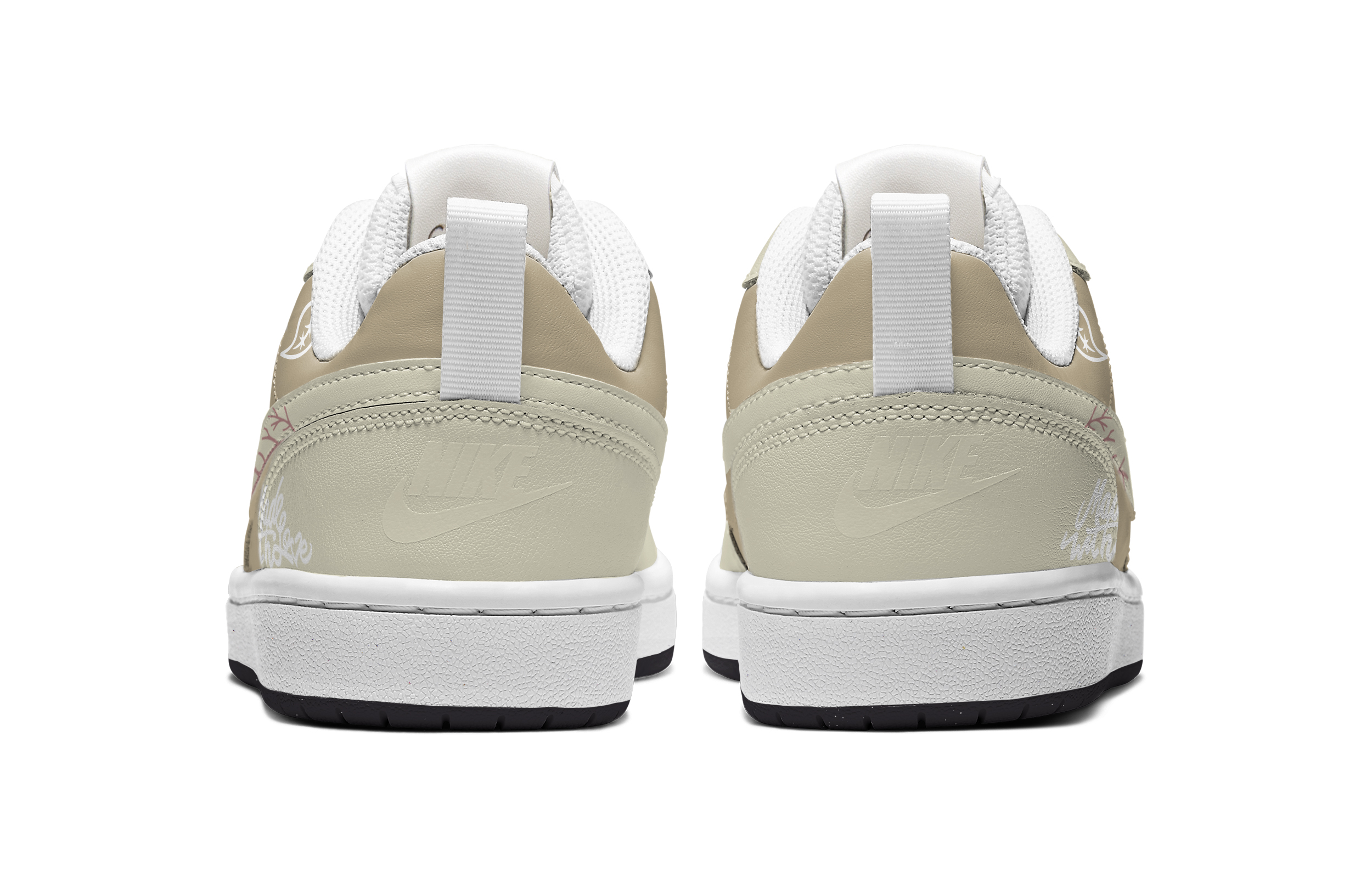 Purchase 【定製球鞋】 Nike Court Borough系列 減齡戀愛 腰果花 潮流街頭字母 解構高街 低筒 板鞋 GS 卡其棕