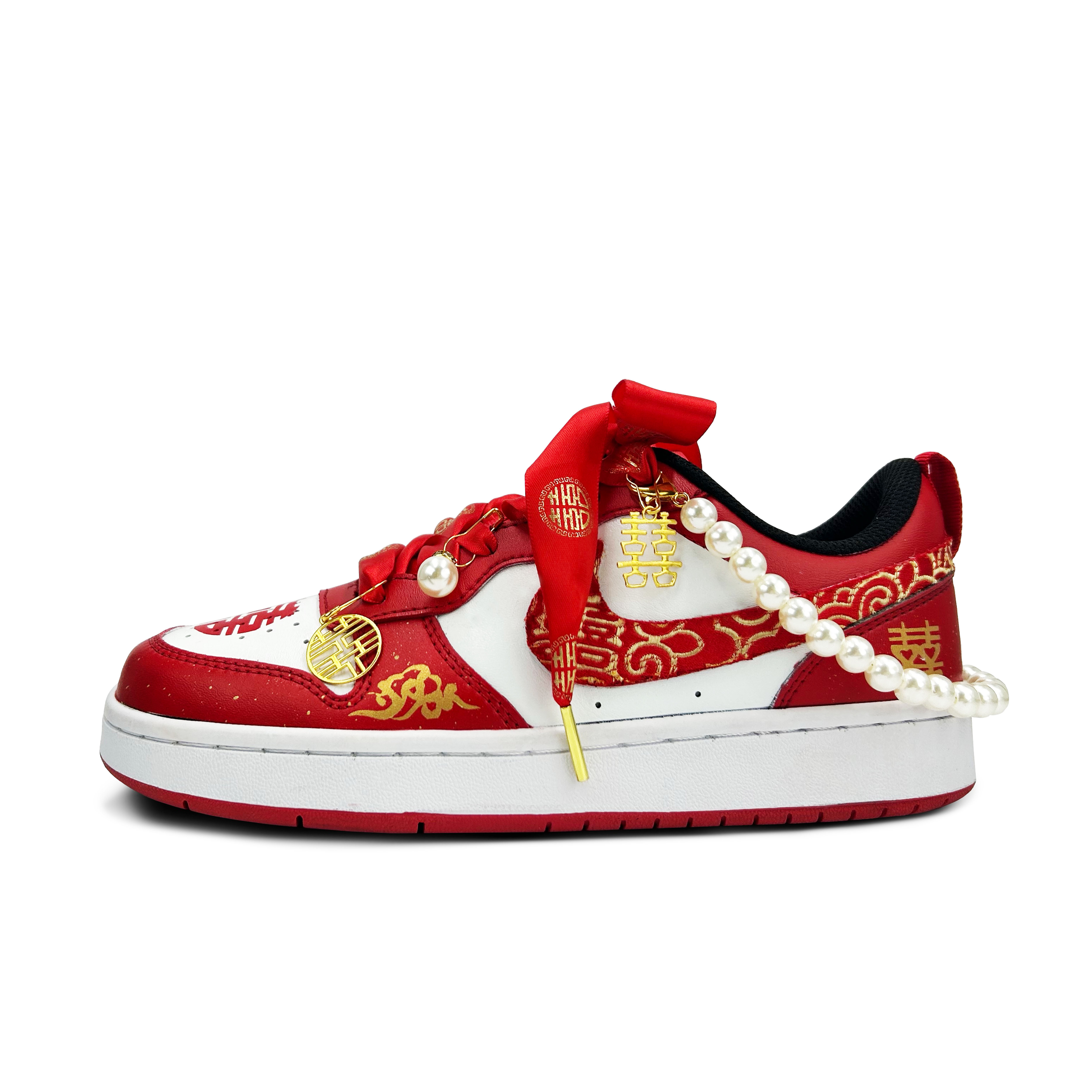[Custom Shoes] Nike Court Borough Low 'Chinese Wedding Red Gold'