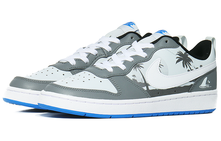 Lookbook 【カスタムシューズ】ナイキ コートボロロー ロー'ココナッツツリー ビーチ グレー-ホワイト' BQ5448-019(Team10-潮流西海岸）
