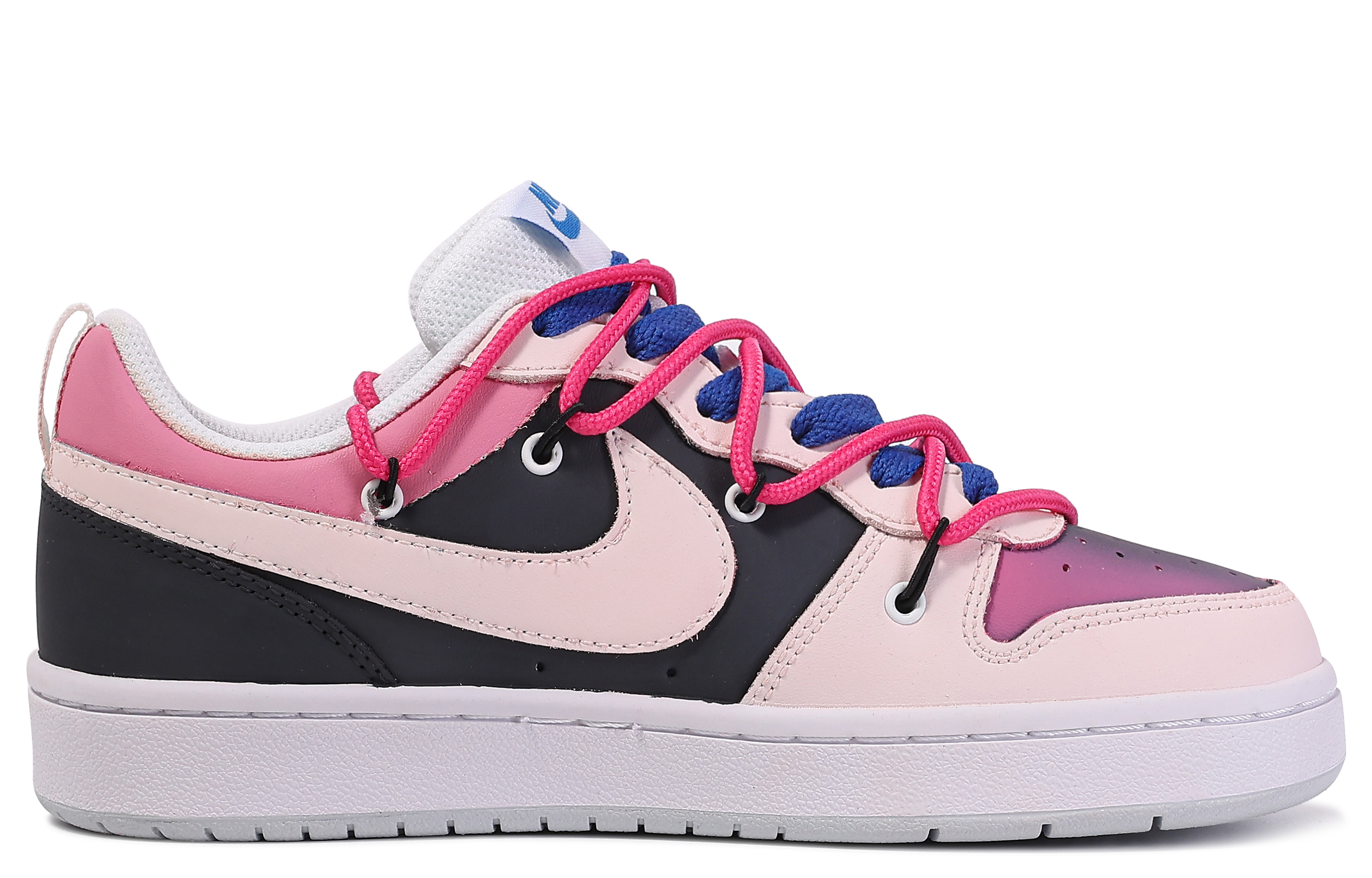 Order [Kasut Custom] Nike Court Borough Low 'Custom Da Vinci - Merah Jambu Ungu Hitam' BQ5448-123(TeamM-受伤小恶魔)