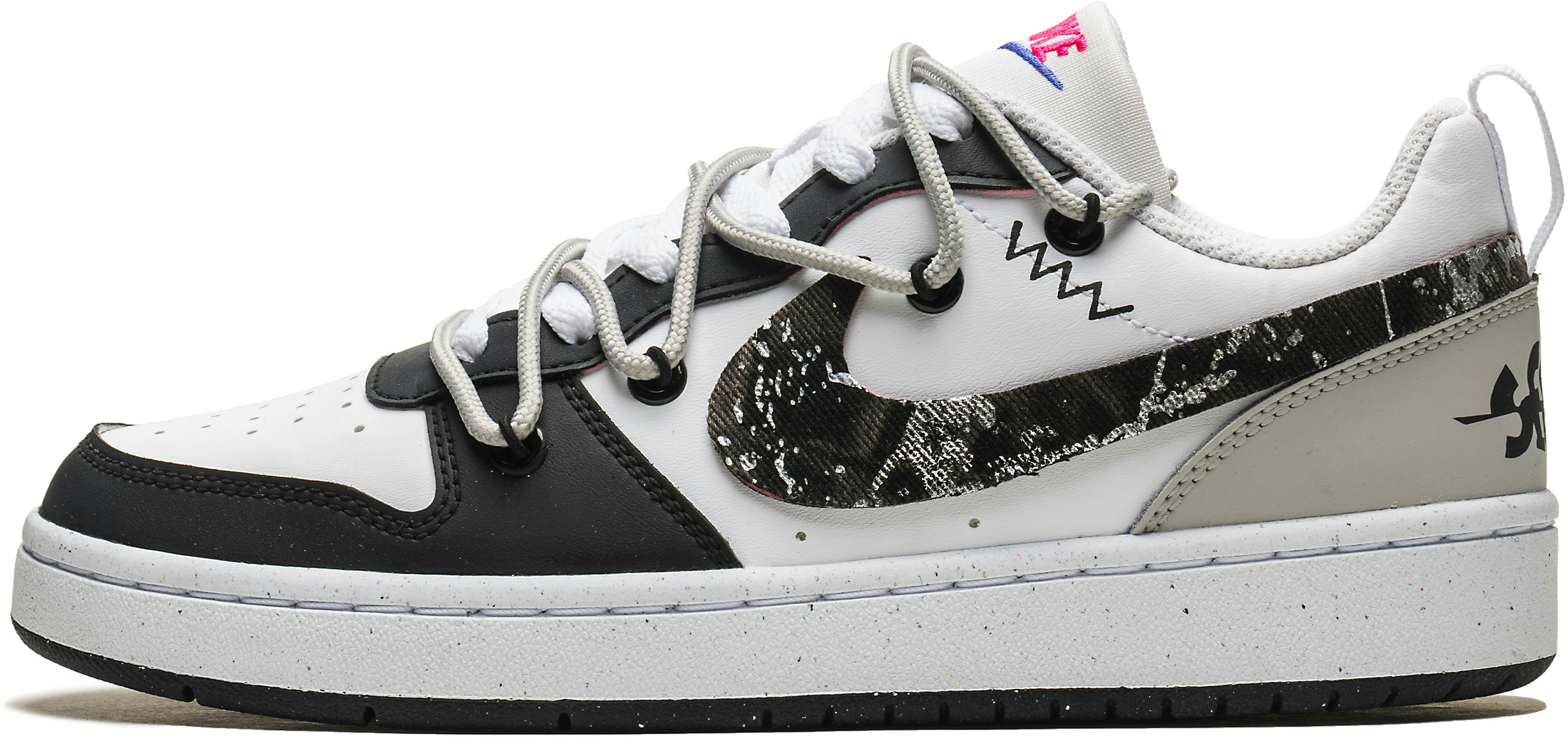 custom-shoes-nike-court-borough-low-desert-rose-panda-black-toe-camo-graffiti-splatter-deconstructed