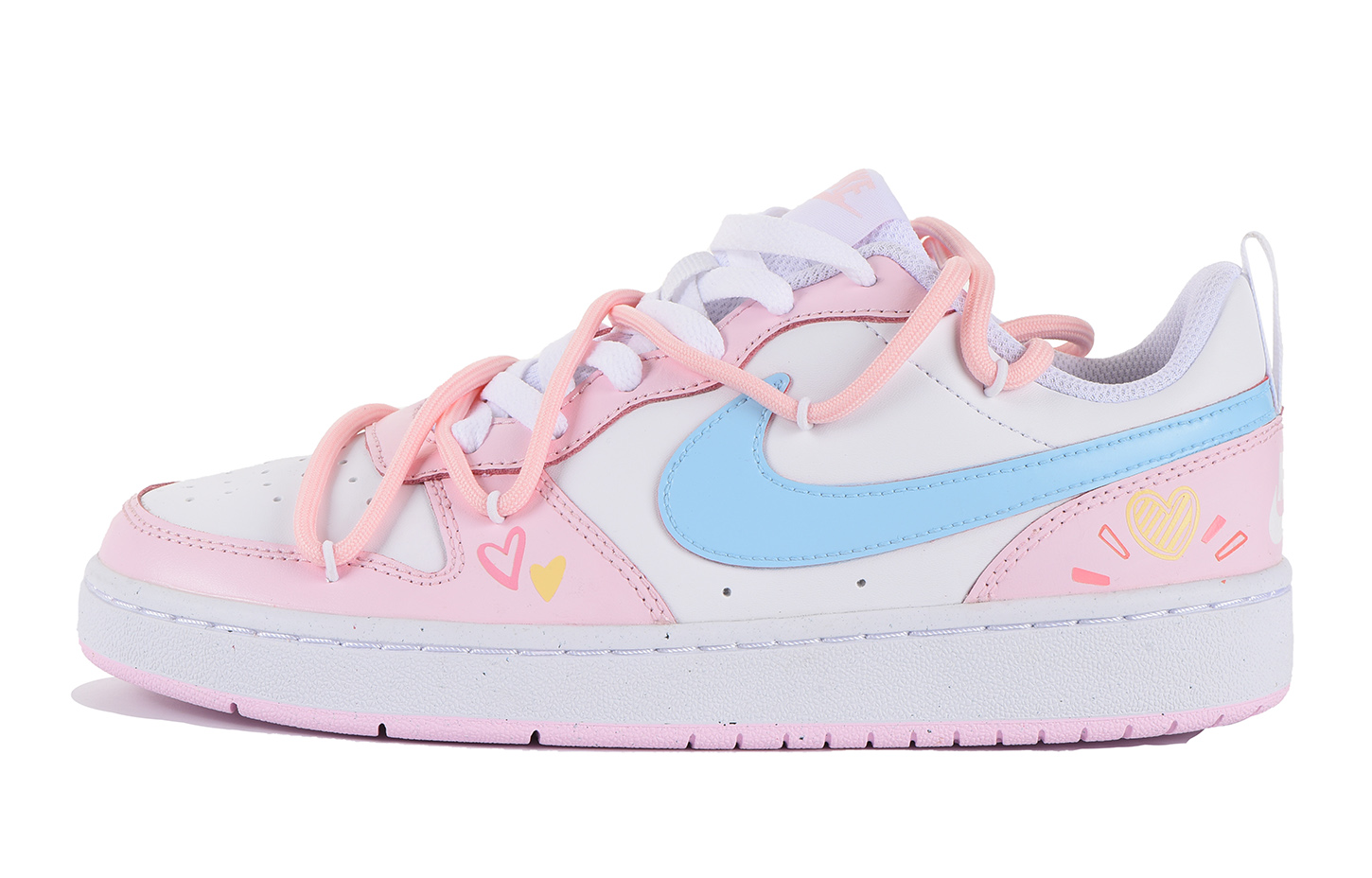 Order 【訂製球鞋】Nike Court Borough 高街 Vibe風 多巴胺 愛心 低筒 板鞋 GS 藍粉