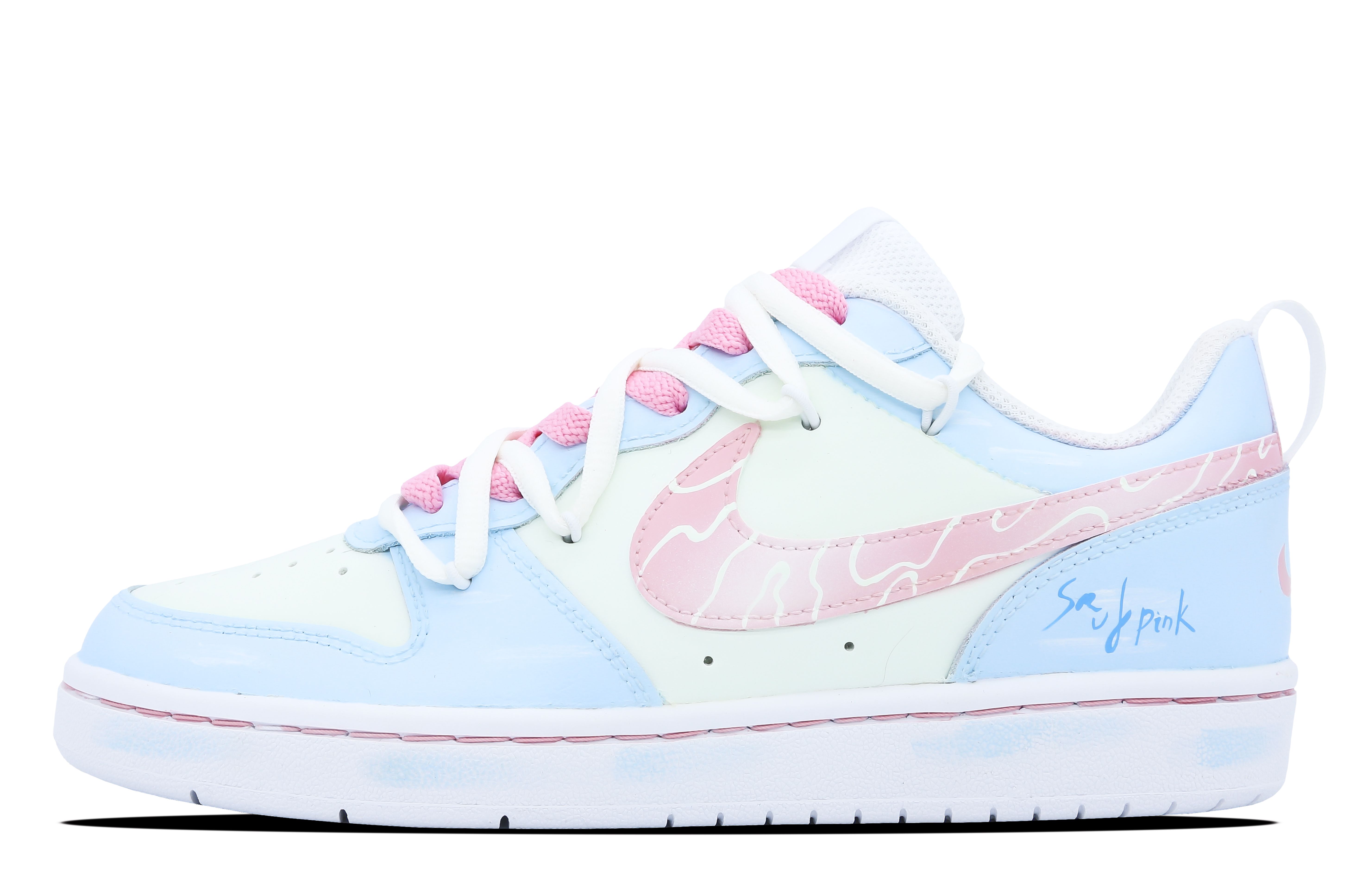 [Custom Shoes] Nike Court Borough Low 'Dopamine Misty Sea Pink'