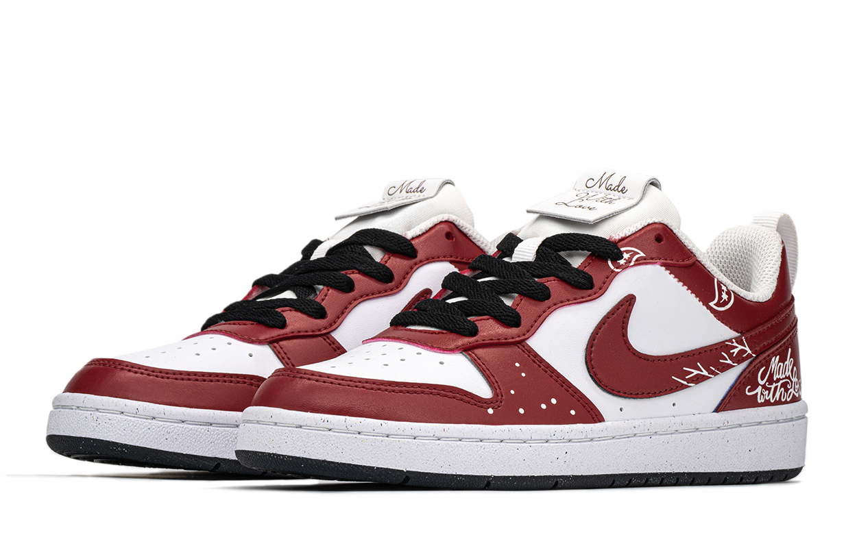 Shop [Zapatillas Personalizadas] Nike Court Borough Low 'Doble Felicidad Rojo' DV5456-108(TeamA-现爱情造红喜腰果)