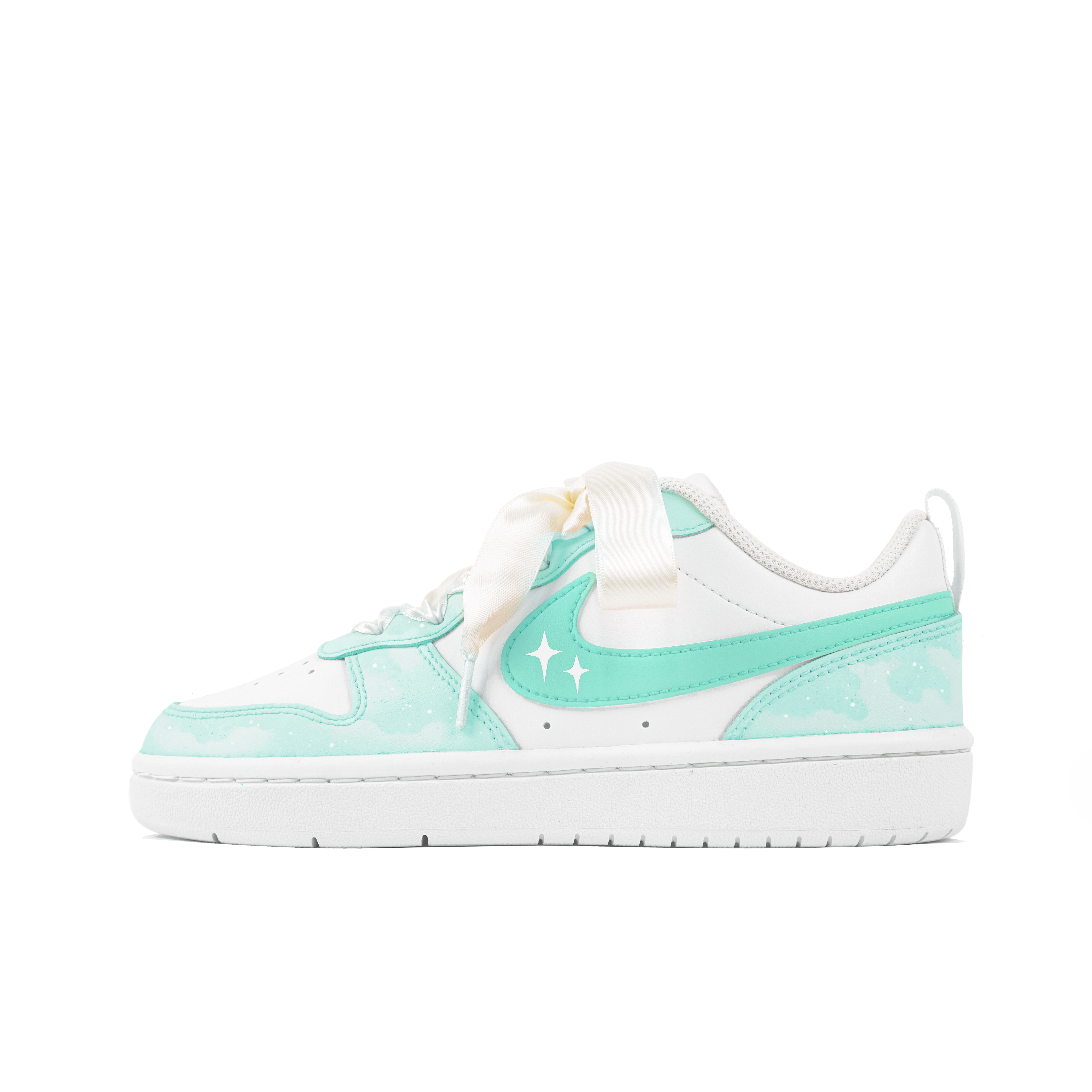 Buy 【客製球鞋】 Nike Court Borough 玖制 星光驿站系列 翡翠星空 銀河畫廊 禮袋 低筒 板鞋 GS 白綠