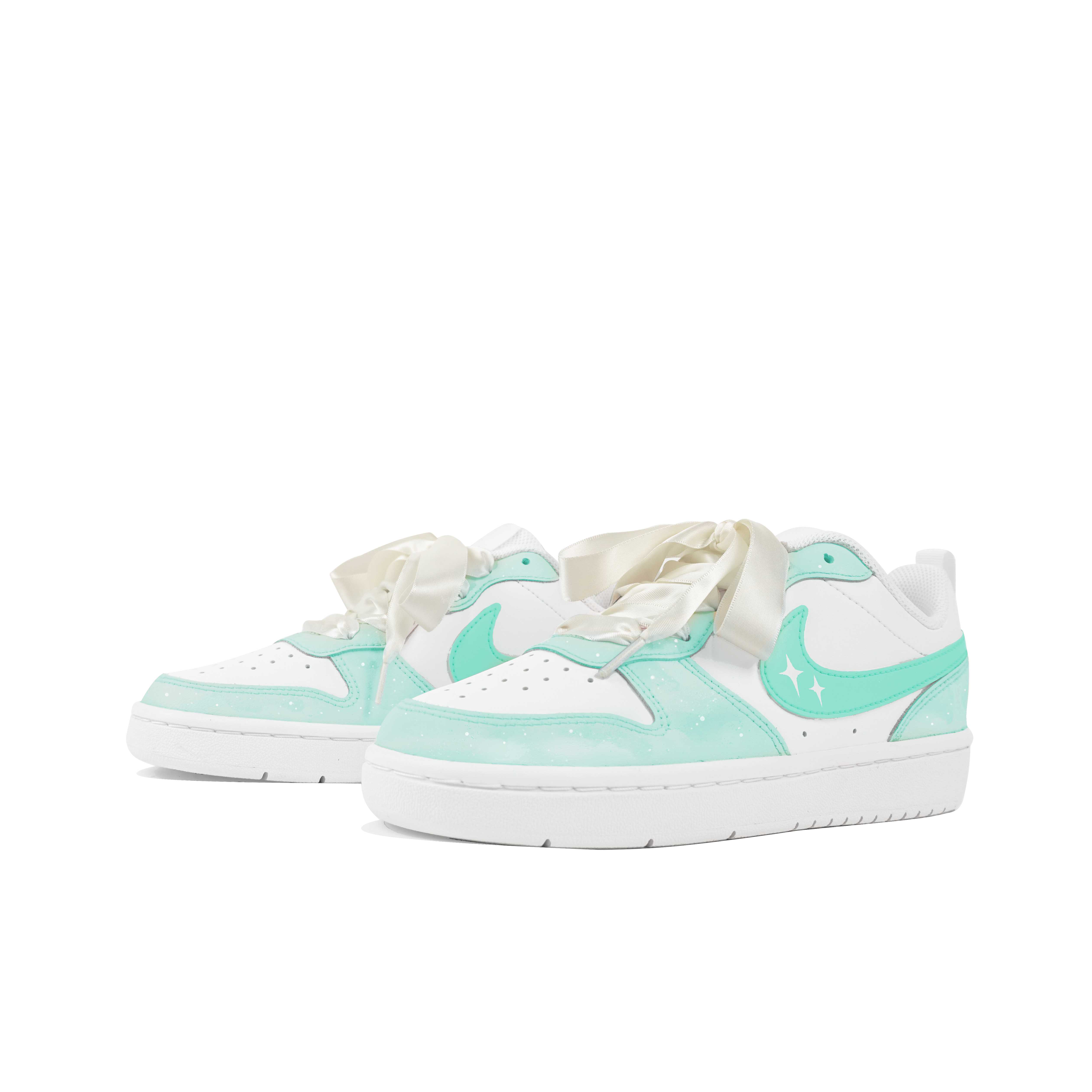 Lookbook 【客製球鞋】 Nike Court Borough 玖制 星光驿站系列 翡翠星空 銀河畫廊 禮袋 低筒 板鞋 GS 白綠