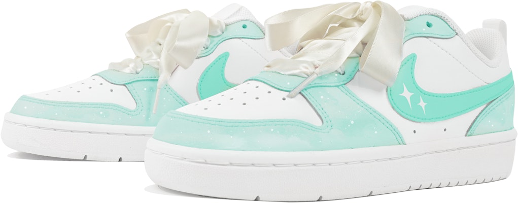 【客製球鞋】 Nike Court Borough 玖制 星光驿站系列 翡翠星空 銀河畫廊 禮袋 低筒 板鞋 GS 白綠 Lookbook 【客製球鞋】 Nike Court Borough 玖制 星光驿站系列 翡翠星空 銀河畫廊 禮袋 低筒 板鞋 GS 白綠