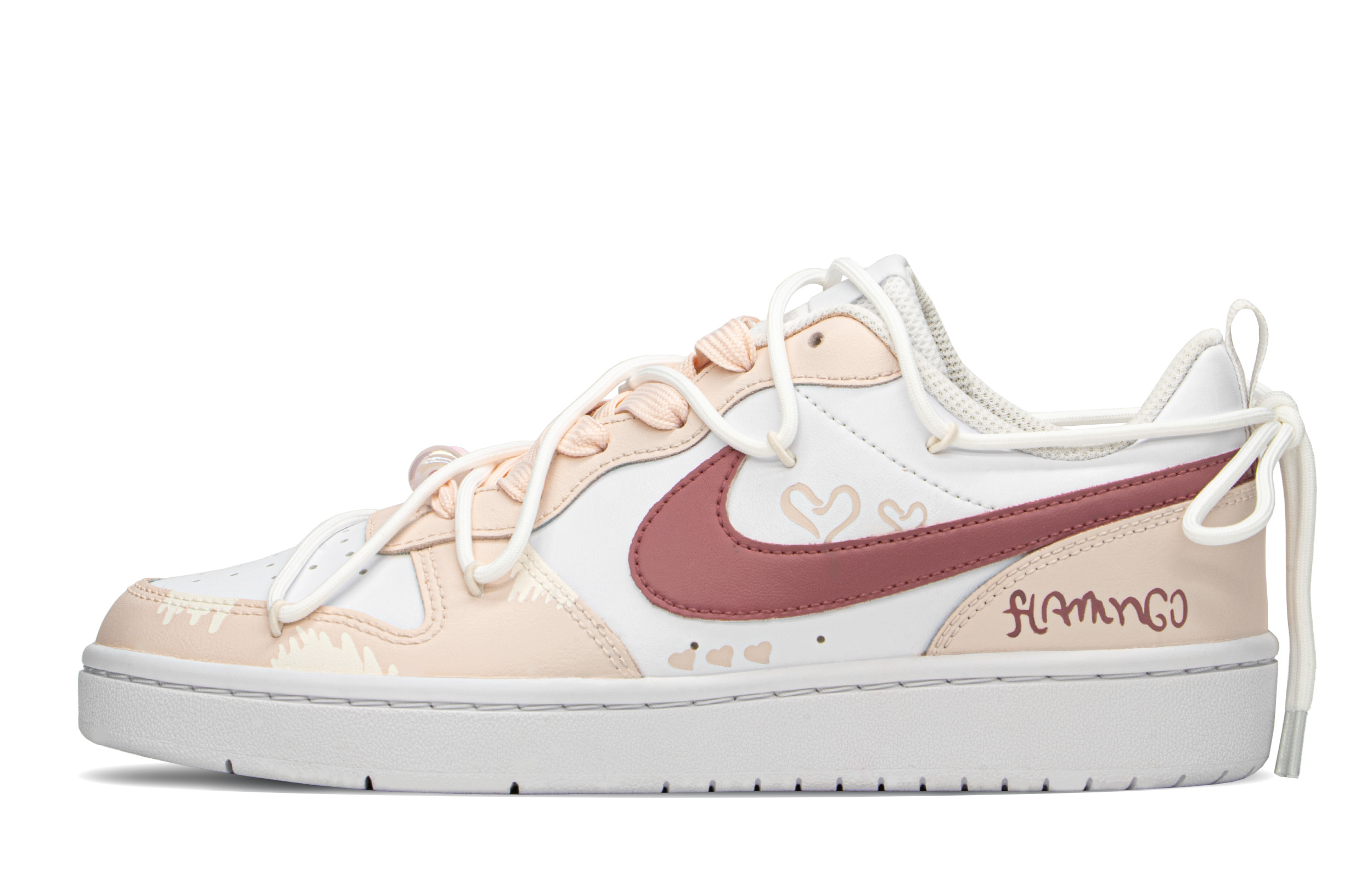 Buy [Kasut Custom] Nike Court Borough Low 'Flamingo Pink-Putih' BQ5448-100(TeamA-火烈鸟S-BOX)