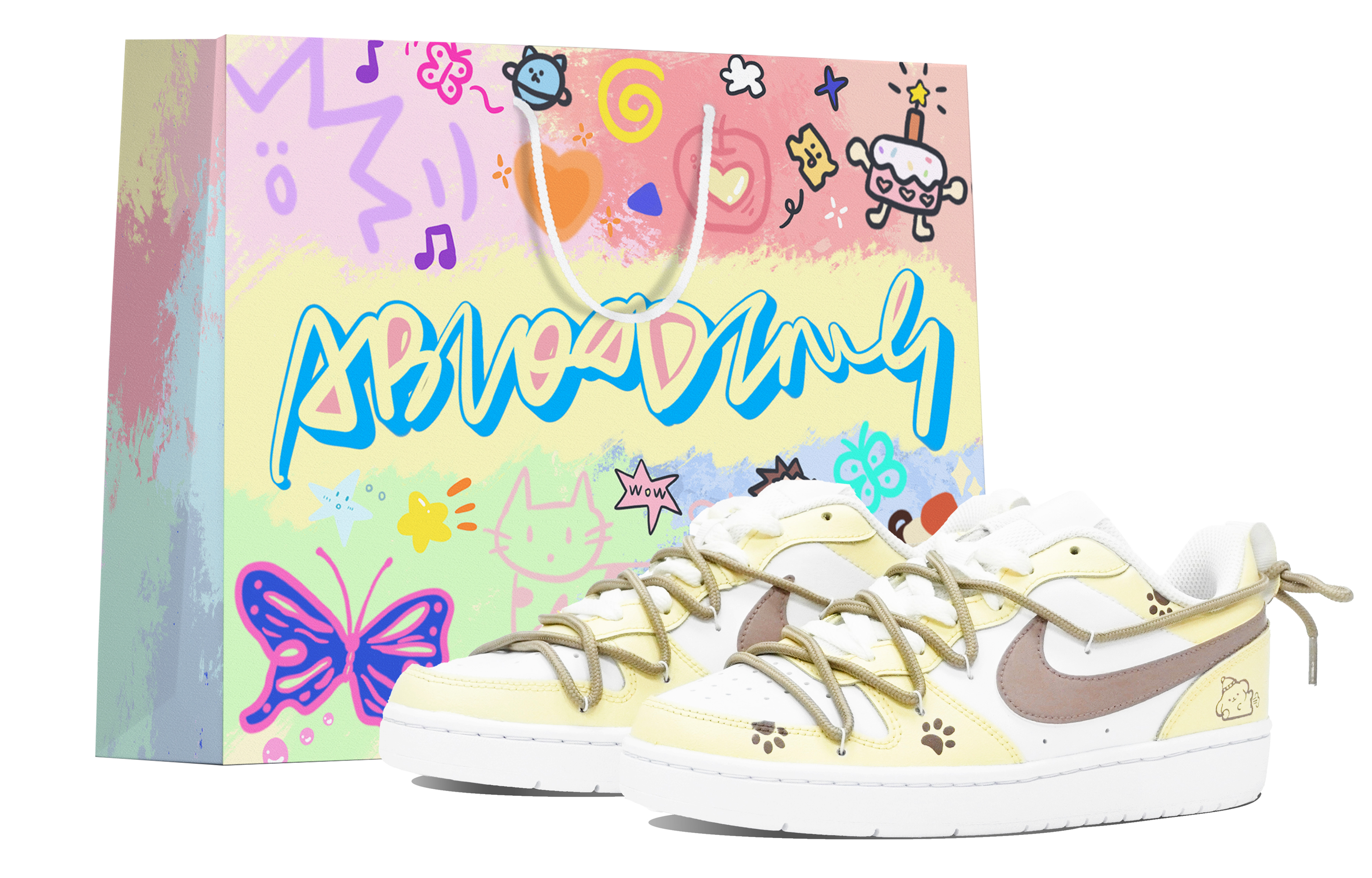 Buy [Sepatu Custom] Nike Court Borough Low 'Forest Fable - Butt Dog Warna' BQ5448-100-469045