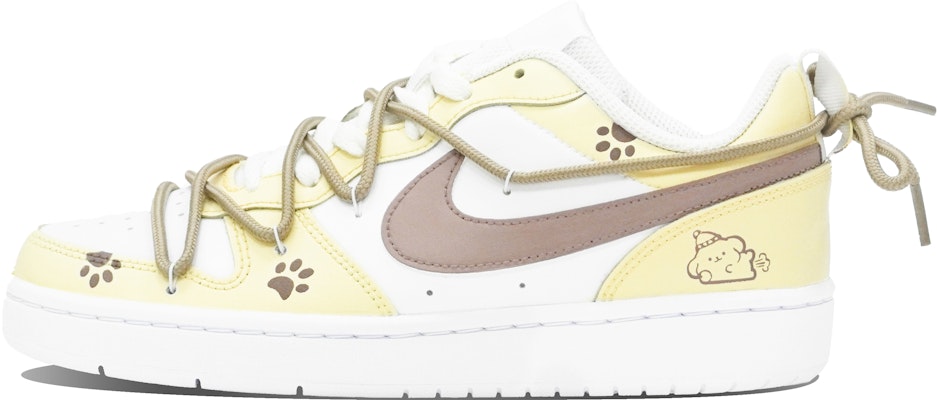 【訂製球鞋】Nike Court Borough ABLOODING 森林童話系列 屁屁狗 解構撞色 低筒 板鞋 GS 黃白 Order 【訂製球鞋】Nike Court Borough ABLOODING 森林童話系列 屁屁狗 解構撞色 低筒 板鞋 GS 黃白