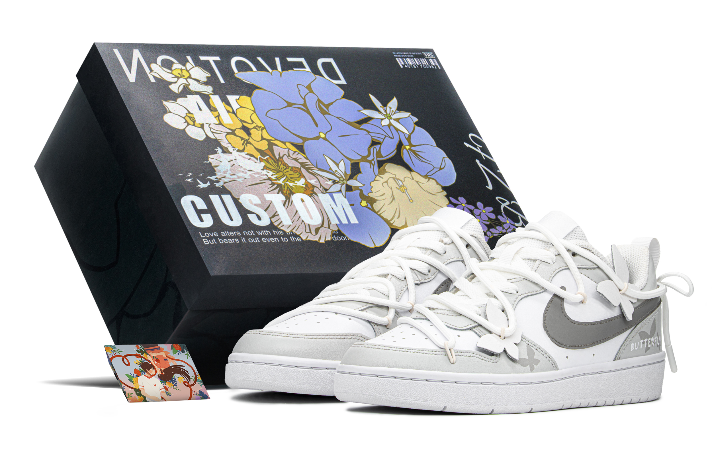 Buy [Zapatillas Personalizadas] Nike Court Borough Low 'Mariposa Gris-Blanco' BQ5448-100(TeamA-蝴蝶灰S-BOX)