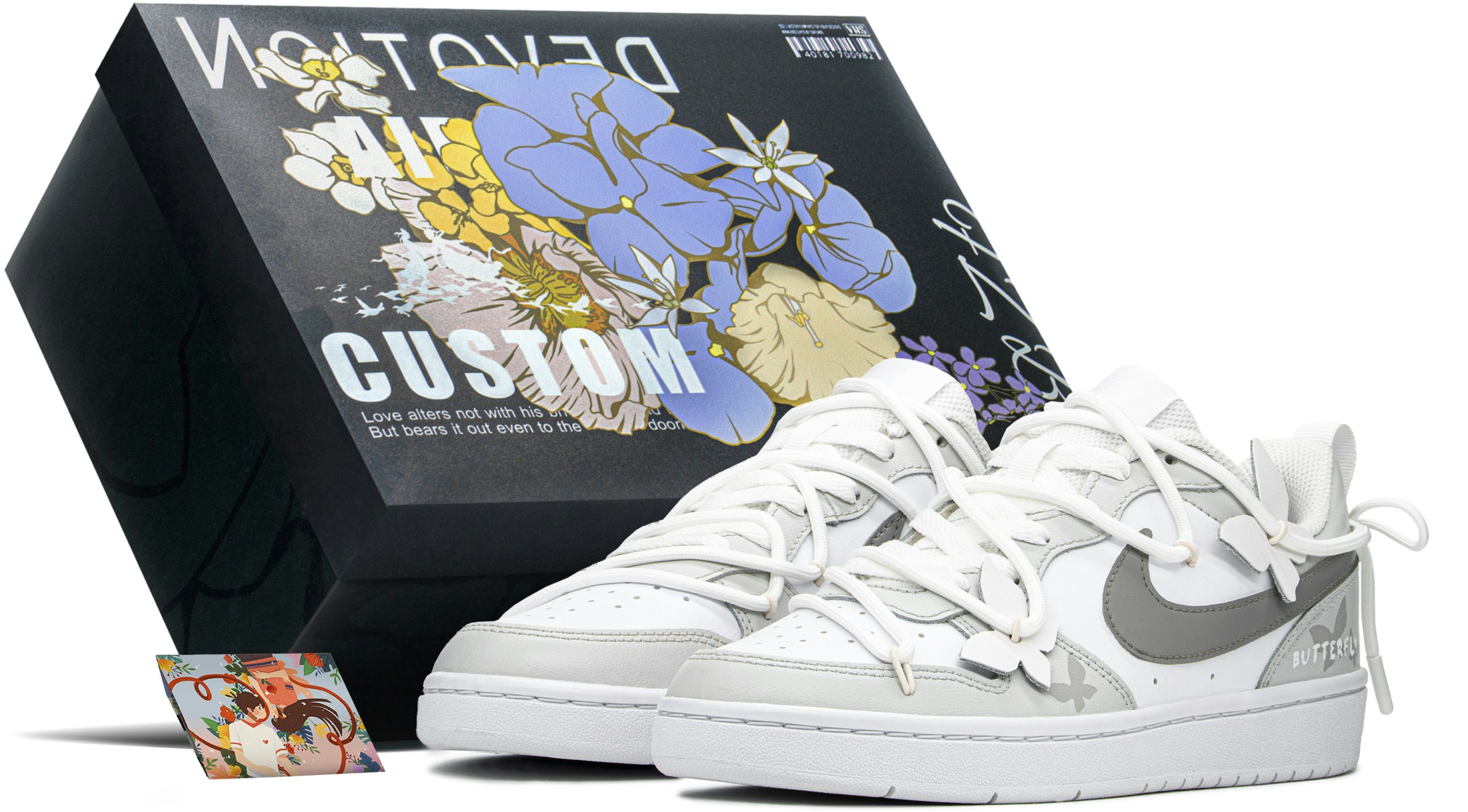 custom-shoes-nike-court-borough-low-fresh-butterfly-grey-white