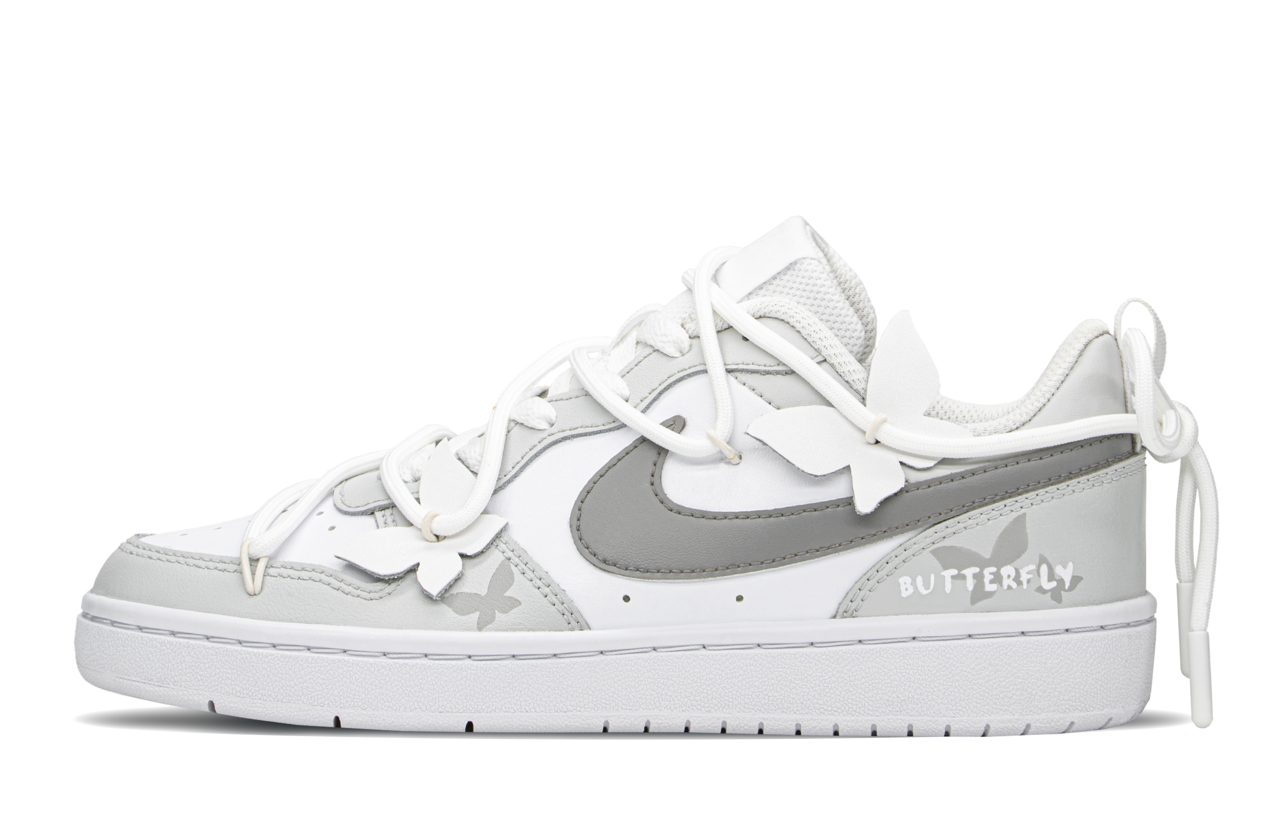 Order [Zapatillas Personalizadas] Nike Court Borough Low 'Mariposa Gris-Blanco' BQ5448-100(TeamA-蝴蝶灰S-BOX)