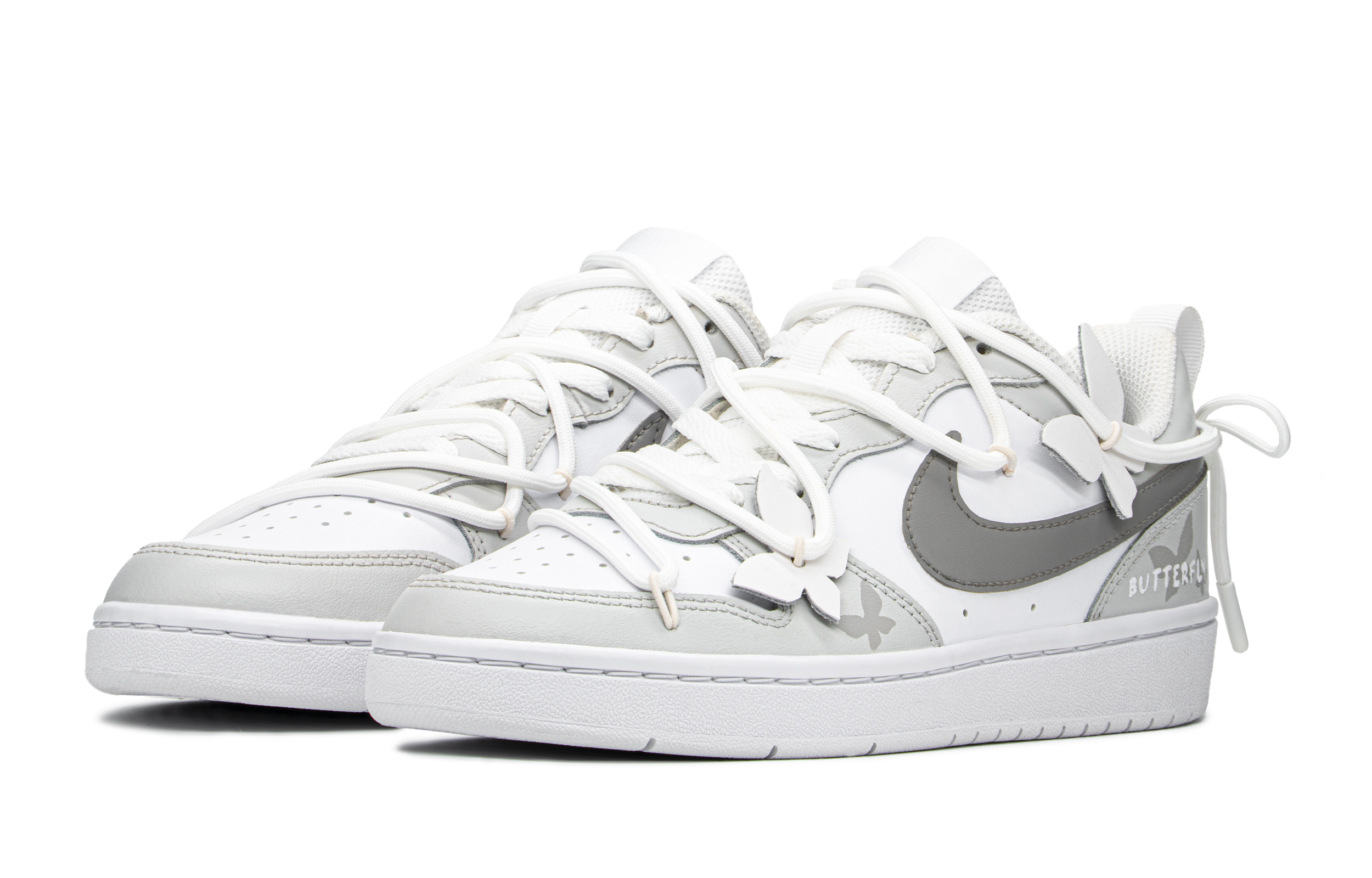 Shop [Zapatillas Personalizadas] Nike Court Borough Low 'Mariposa Gris-Blanco' BQ5448-100(TeamA-蝴蝶灰S-BOX)