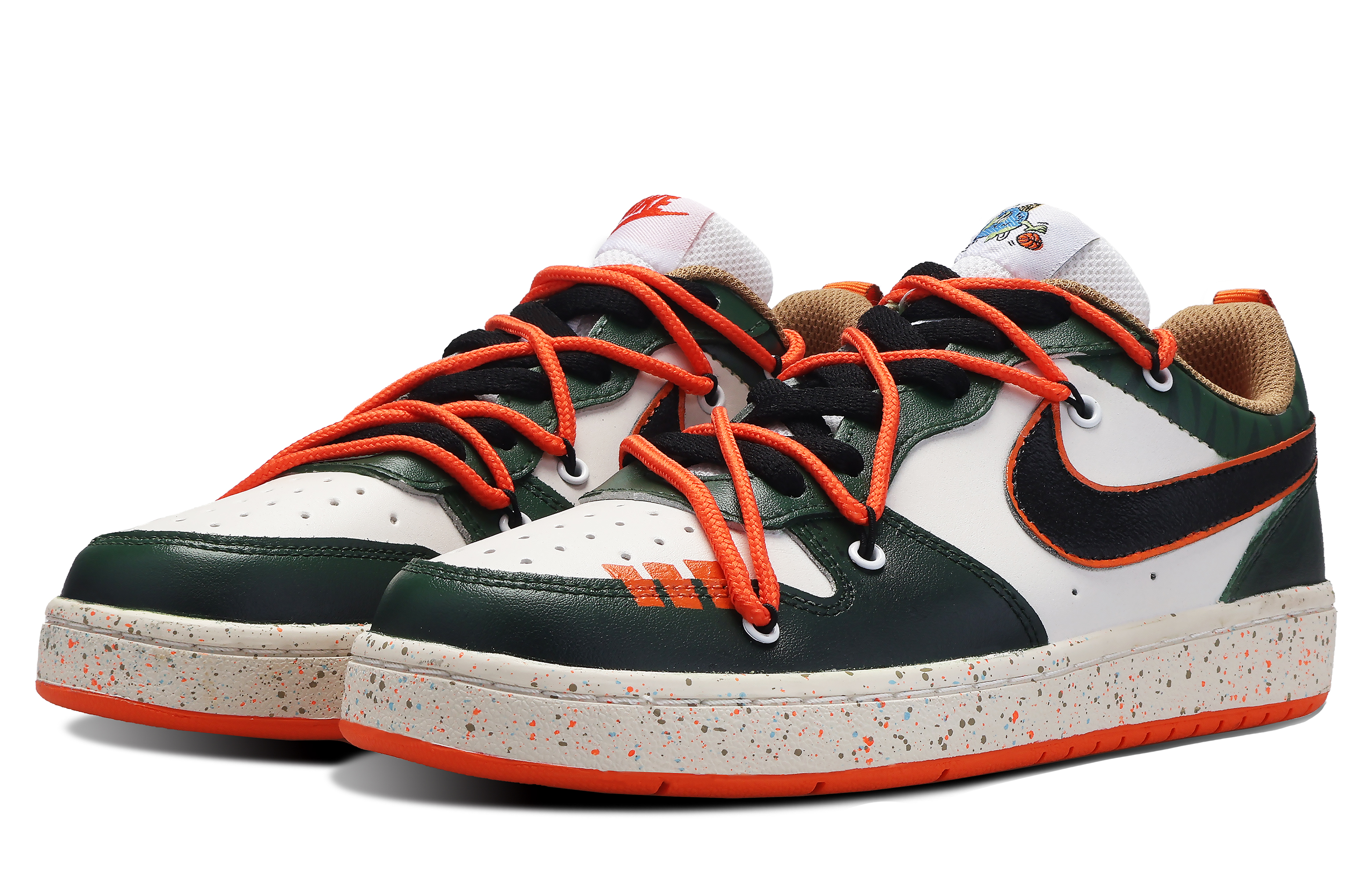 Shop [Sepatu Custom] Nike Court Borough Low 'Future Bamboo Illusion - Hijau Oranye' DX6052-101-485223