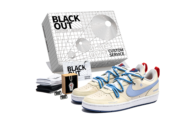 [Custom Shoes] Nike Court Borough Low 'Graffiti Art - Cream Blue'