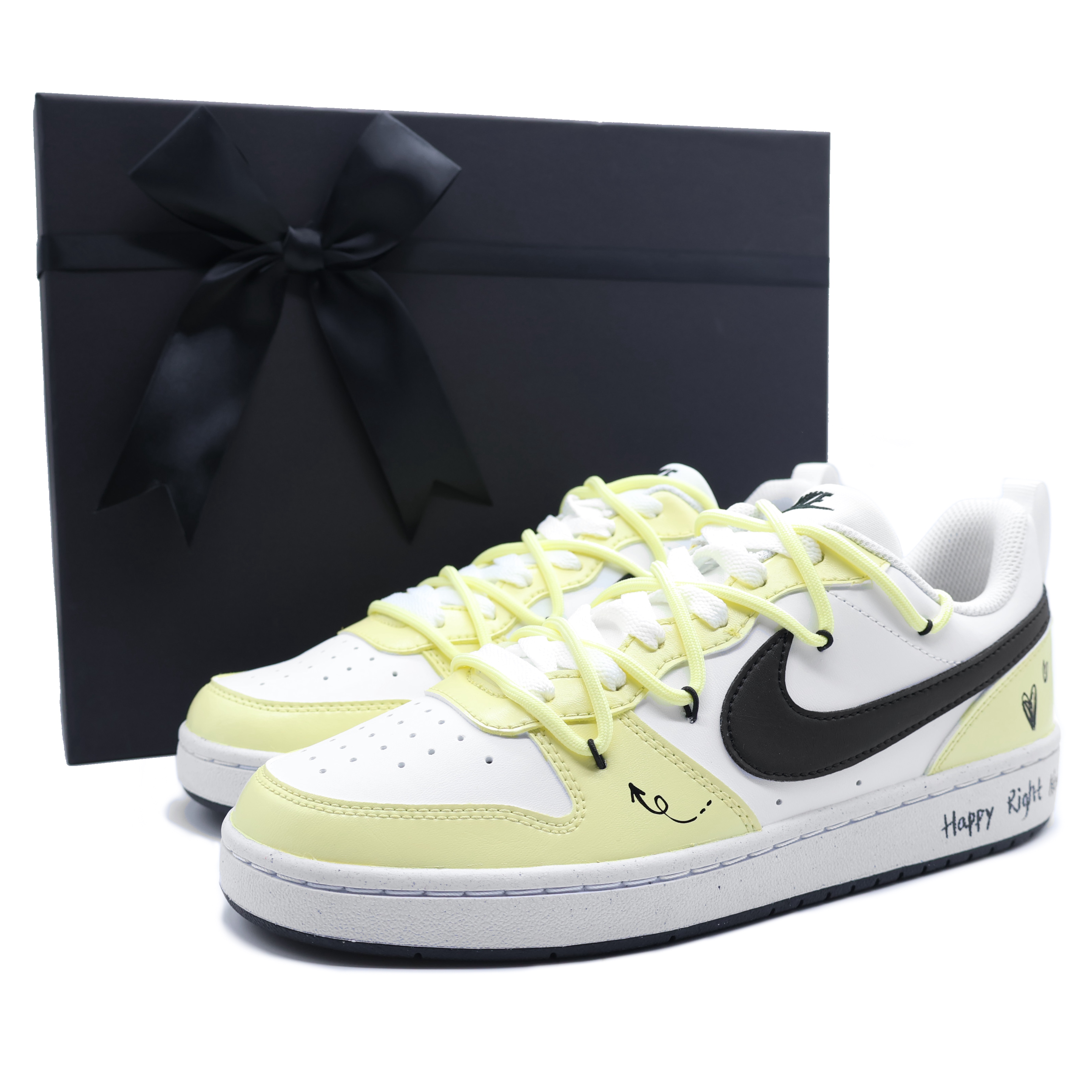 Buy 나이키 코트 보로우 로우 '그라피티 하트 옐로우' (커스텀) DV5456-104（Team155-HRN）