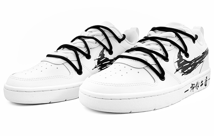 Lookbook ナイキ コートボローLow カスタム「グラフィティ白黒」 BQ5448-100(Team肆-女款祝你牛逼)