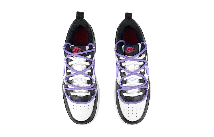 Shop 【定製球鞋】Nike Court Borough Low 禮盒 紫葡萄 vibe風解構 雙鞋帶 低幫 板鞋 GS 黑白紫