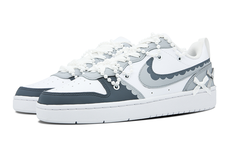 Lookbook [定制鞋] 耐克 Court Borough Low '灰白' BQ5448-100(Team73-黑森林)