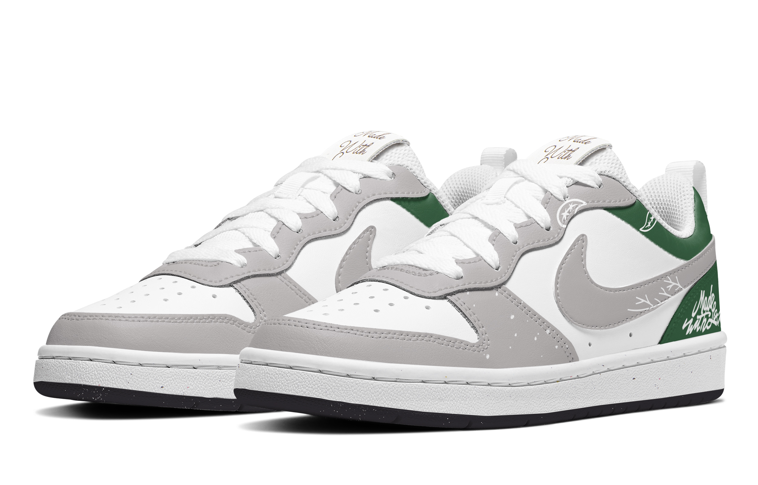 Shop [定制鞋款] 耐克Court Borough低帮 '绿色佩斯利爱' DV5456-108(TeamA-现爱情造绿白腰果)