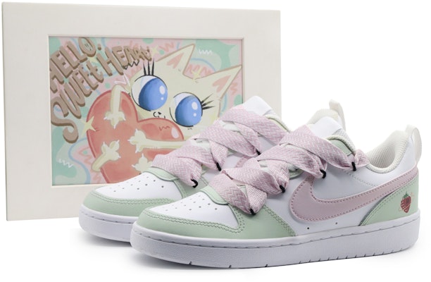 【客製球鞋】Nike Court Borough 溜溜梅 戶外 夏日搭配 小眾活力 清新 解構 低筒 球鞋 GS 綠粉 Buy 【客製球鞋】Nike Court Borough 溜溜梅 戶外 夏日搭配 小眾活力 清新 解構 低筒 球鞋 GS 綠粉