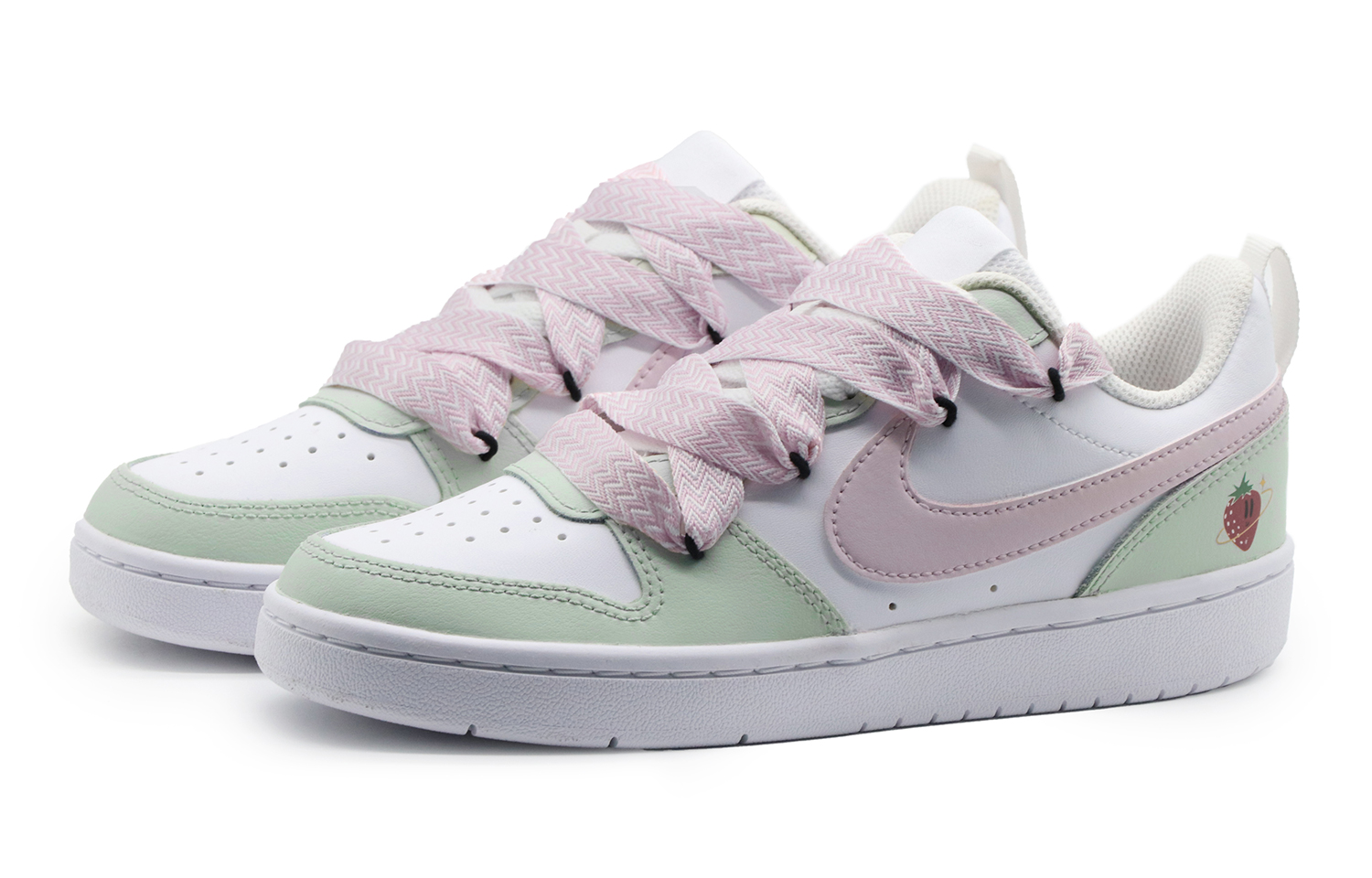 Shop [Zapatos Personalizados] Nike Court Borough Low 'Verde Rosa' BQ5448-100(Team57-女款溜溜梅)