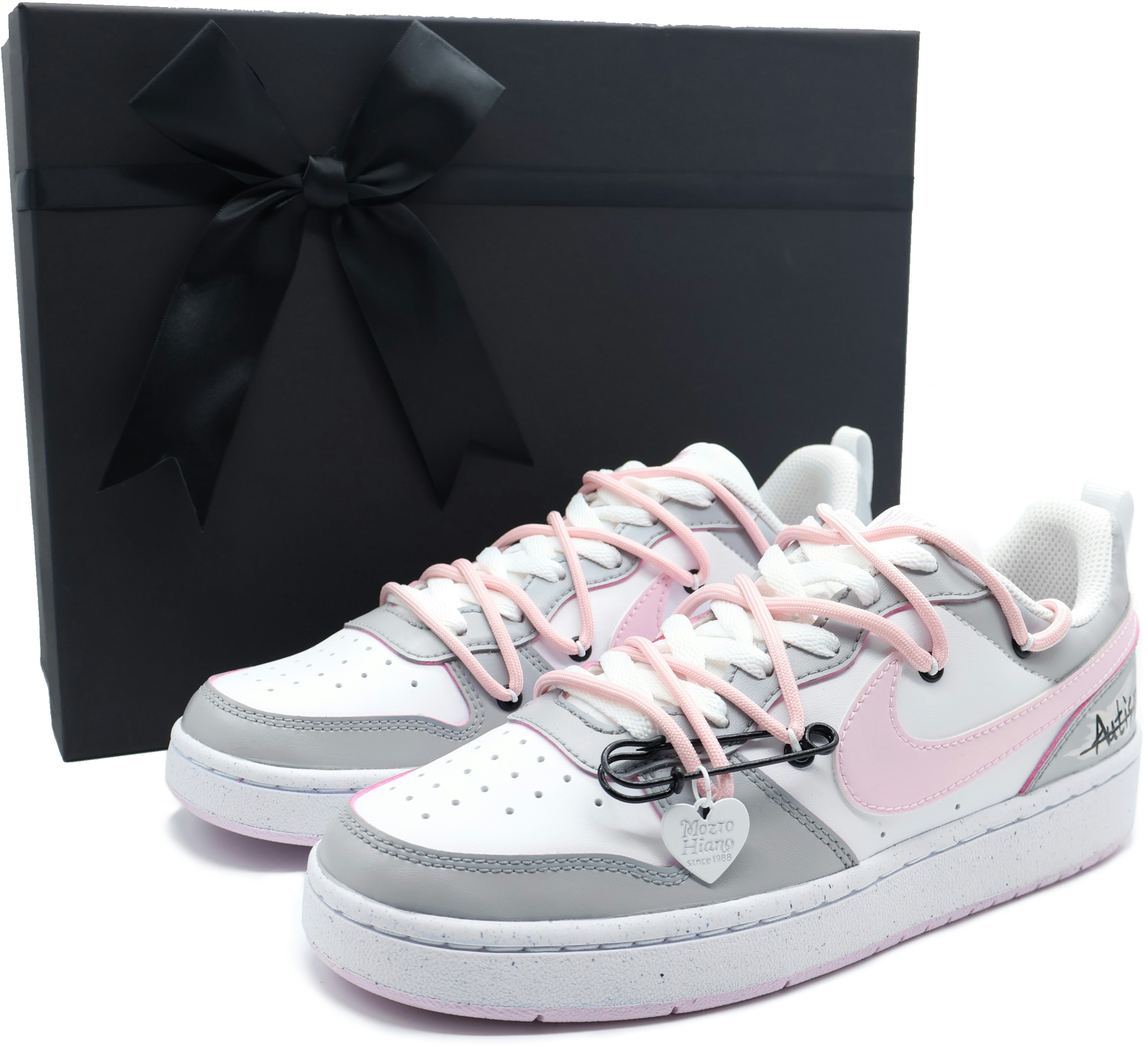 custom-shoes-nike-court-borough-low-grey-pink-graffiti-lettering-dv-5456-105-team155-autism