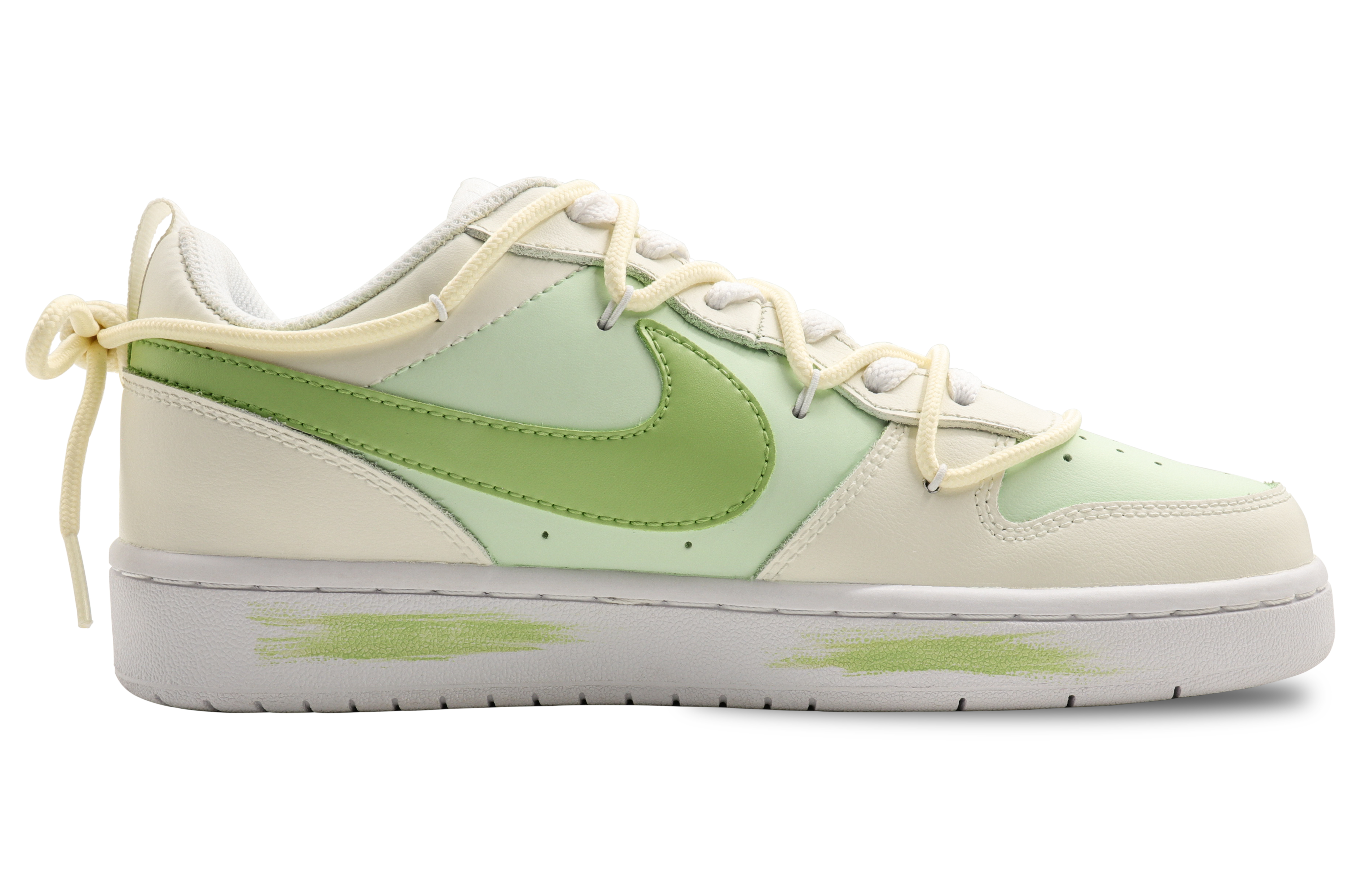 Order [Kustom Sepatu] Nike Court Borough Low 'Pesona Semanggi - Hijau Kuning' BQ5448-100(Team31-女款幸运御守)