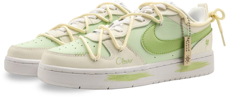 【訂製球鞋】Nike Court Borough Low 幸運護符 四葉草 簡約 解構 小清新 低筒 板鞋 GS 黃綠色 Lookbook 【訂製球鞋】Nike Court Borough Low 幸運護符 四葉草 簡約 解構 小清新 低筒 板鞋 GS 黃綠色