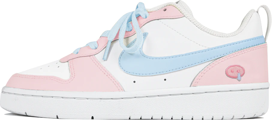 【定製球鞋】Nike Court Borough 玖製 馬卡龍小豬 冰淇淋 多巴胺 低筒 板鞋 GS 白藍粉 Buy 【定製球鞋】Nike Court Borough 玖製 馬卡龍小豬 冰淇淋 多巴胺 低筒 板鞋 GS 白藍粉