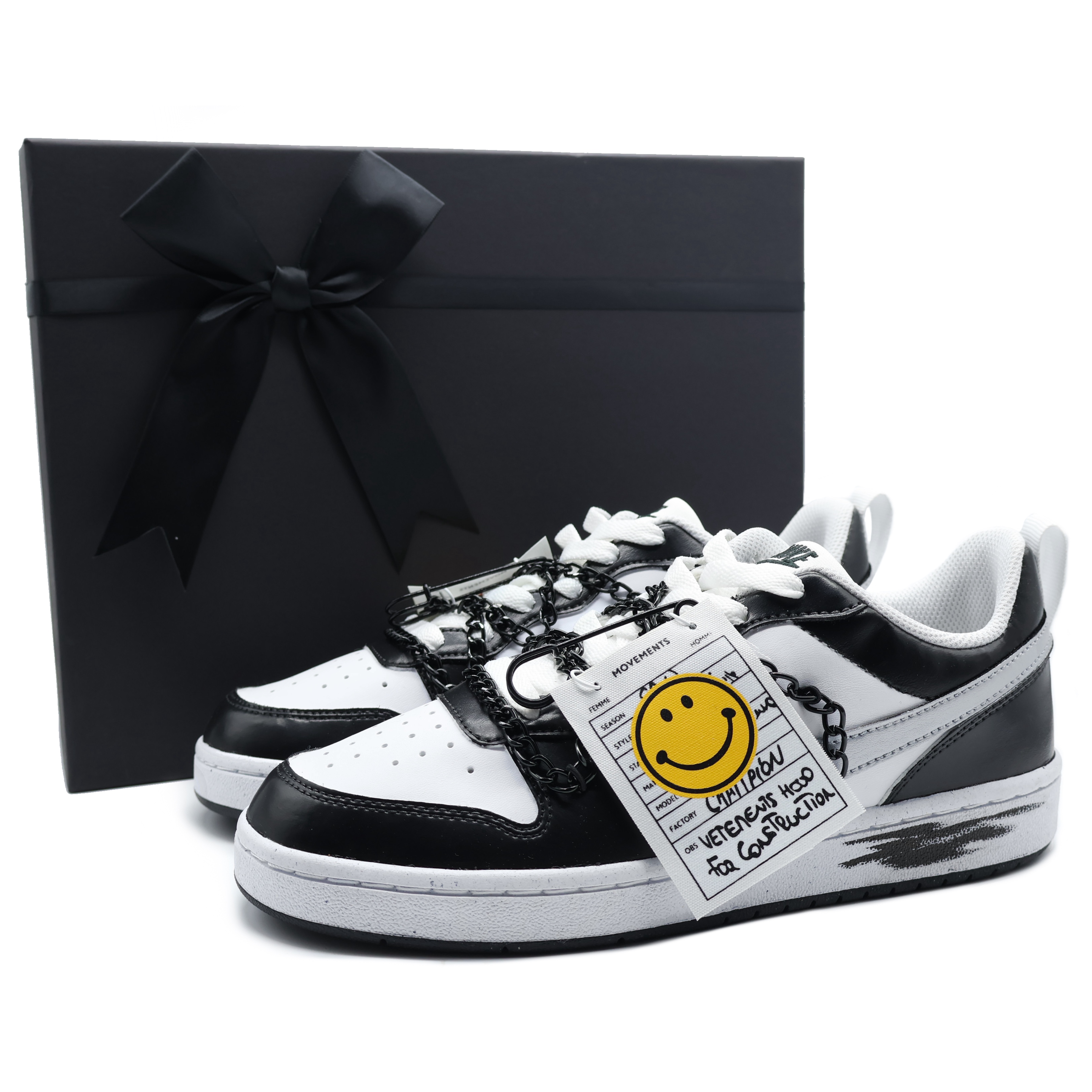 Order [Kasut Tersuai] Nike Court Borough Low 'Grafiti Hitam Metalik' DV5456-104（Team155-XB）