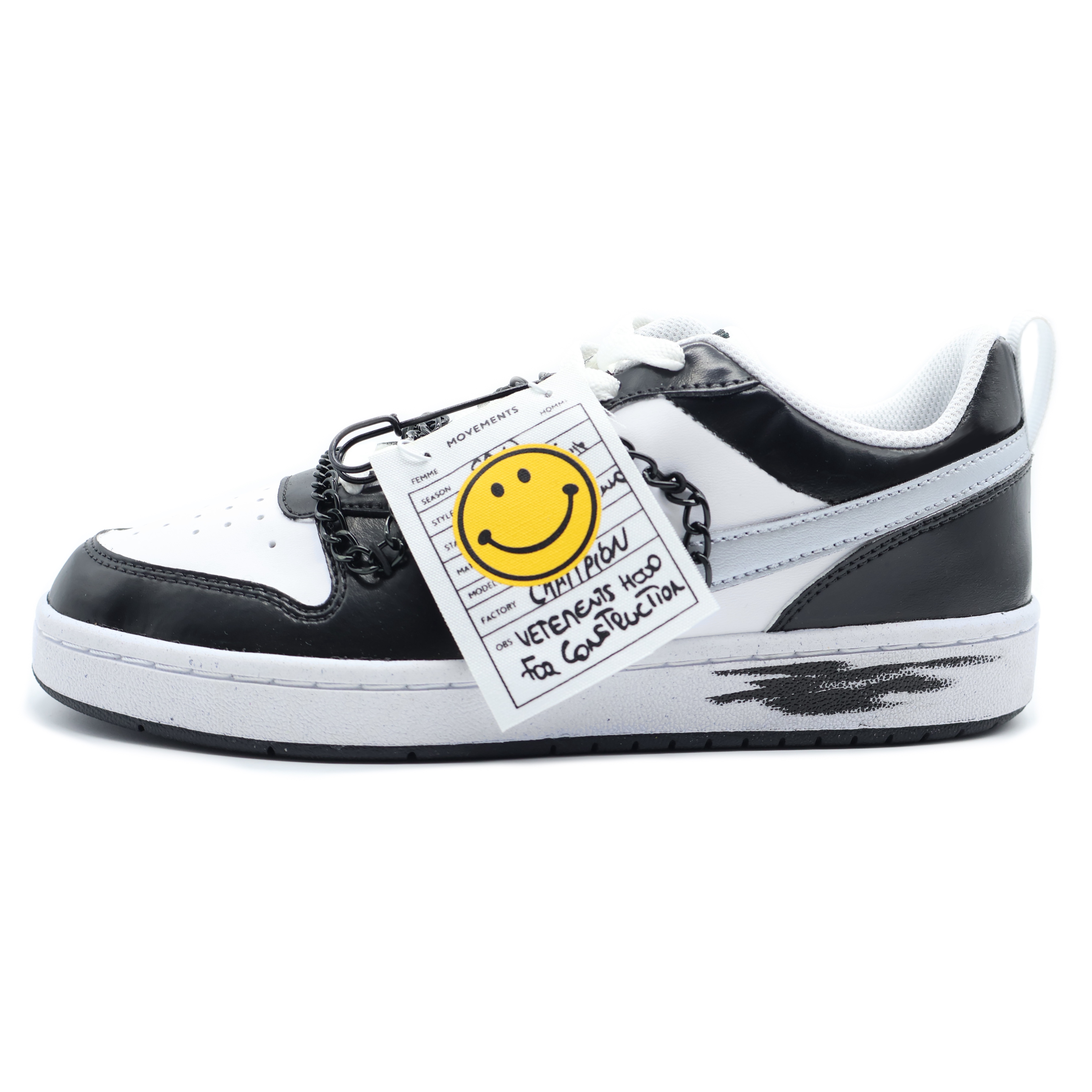 Lookbook [Kasut Tersuai] Nike Court Borough Low 'Grafiti Hitam Metalik' DV5456-104（Team155-XB）