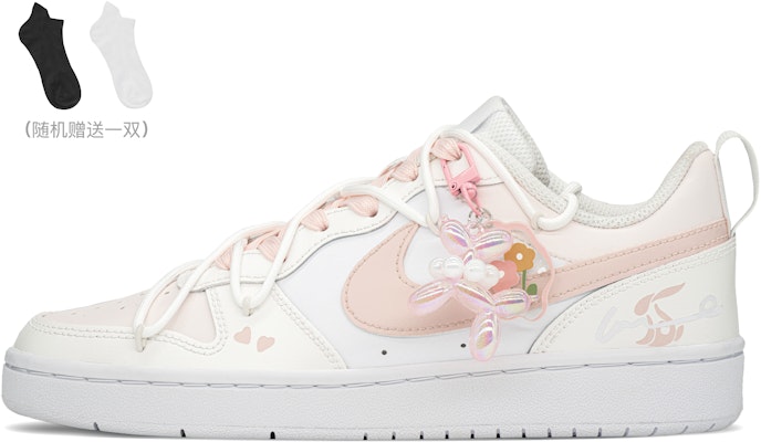 【訂製球鞋】Nike Court Borough FZBB 主題 奶兔叽 簡單小眾 低筒 板鞋 GS 白粉 Buy 【訂製球鞋】Nike Court Borough FZBB 主題 奶兔叽 簡單小眾 低筒 板鞋 GS 白粉