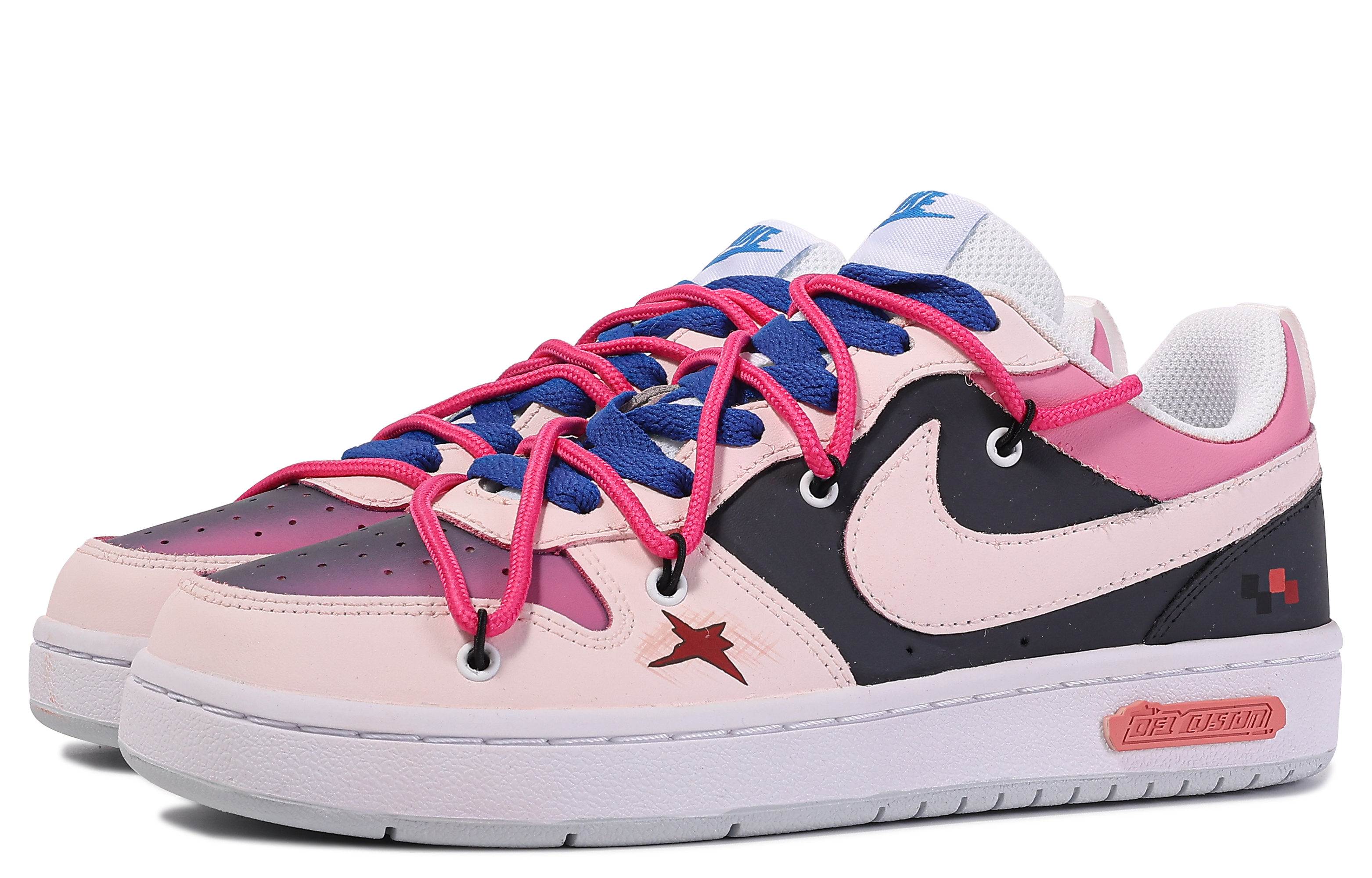 Shop 定制鞋款 Nike Court Borough Low '粉紫黑 达芬奇定制' BQ5448-123(TeamM-受伤小恶魔-BOX)