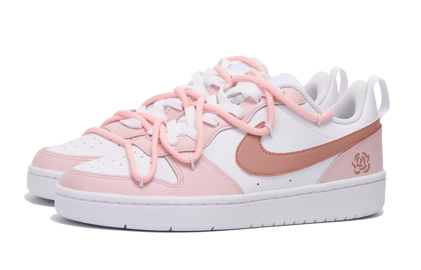 Lookbook [Sepatu Kustom] Nike Court Borough Low 'Getaran Merah Muda-Putih' BQ5448-100(Team32-女款粉墨)