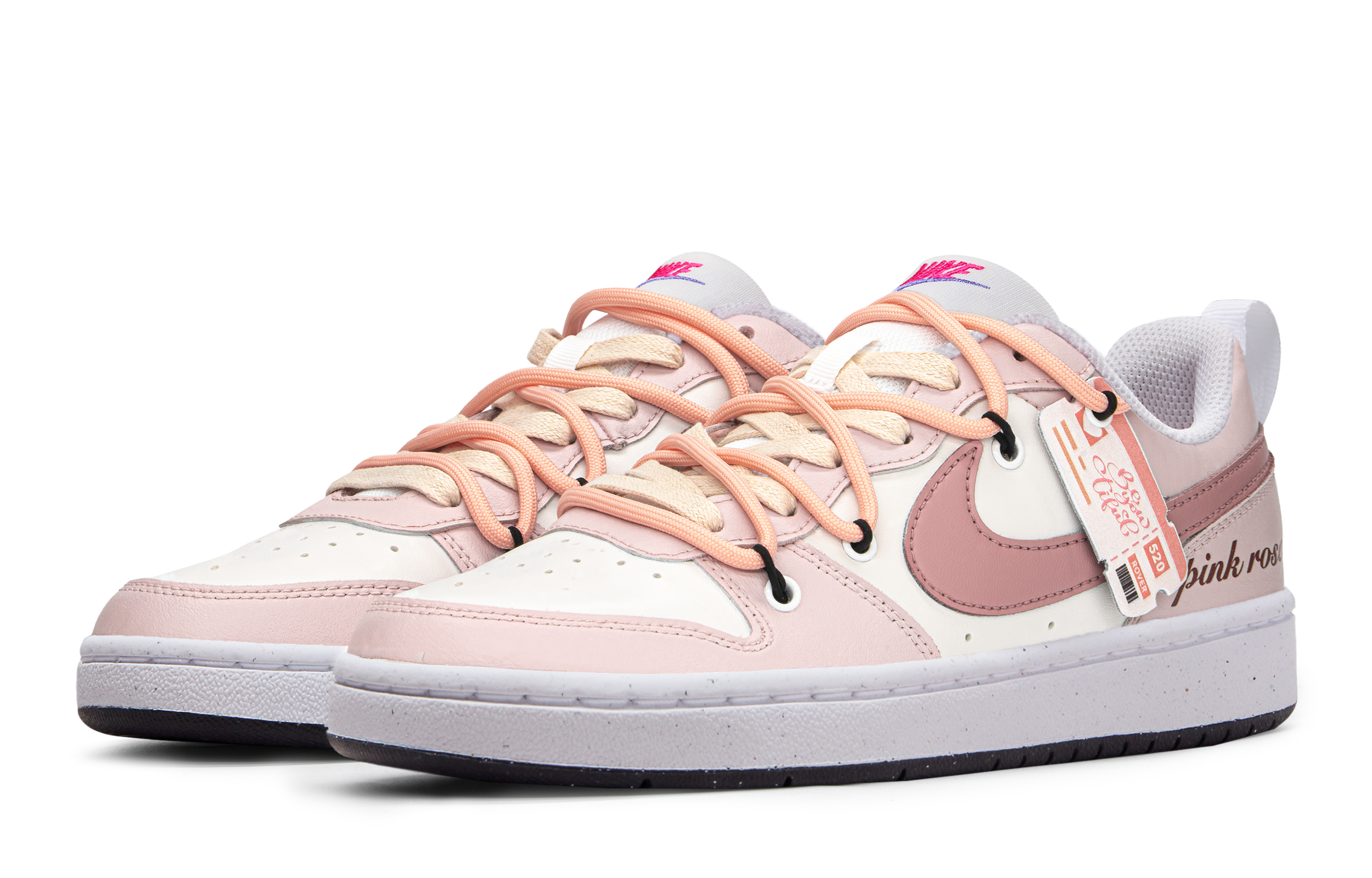 Lookbook 【定制鞋】耐克 Court Borough Low '粉米色' DV5456-108(TeamA-CB玫瑰粉)