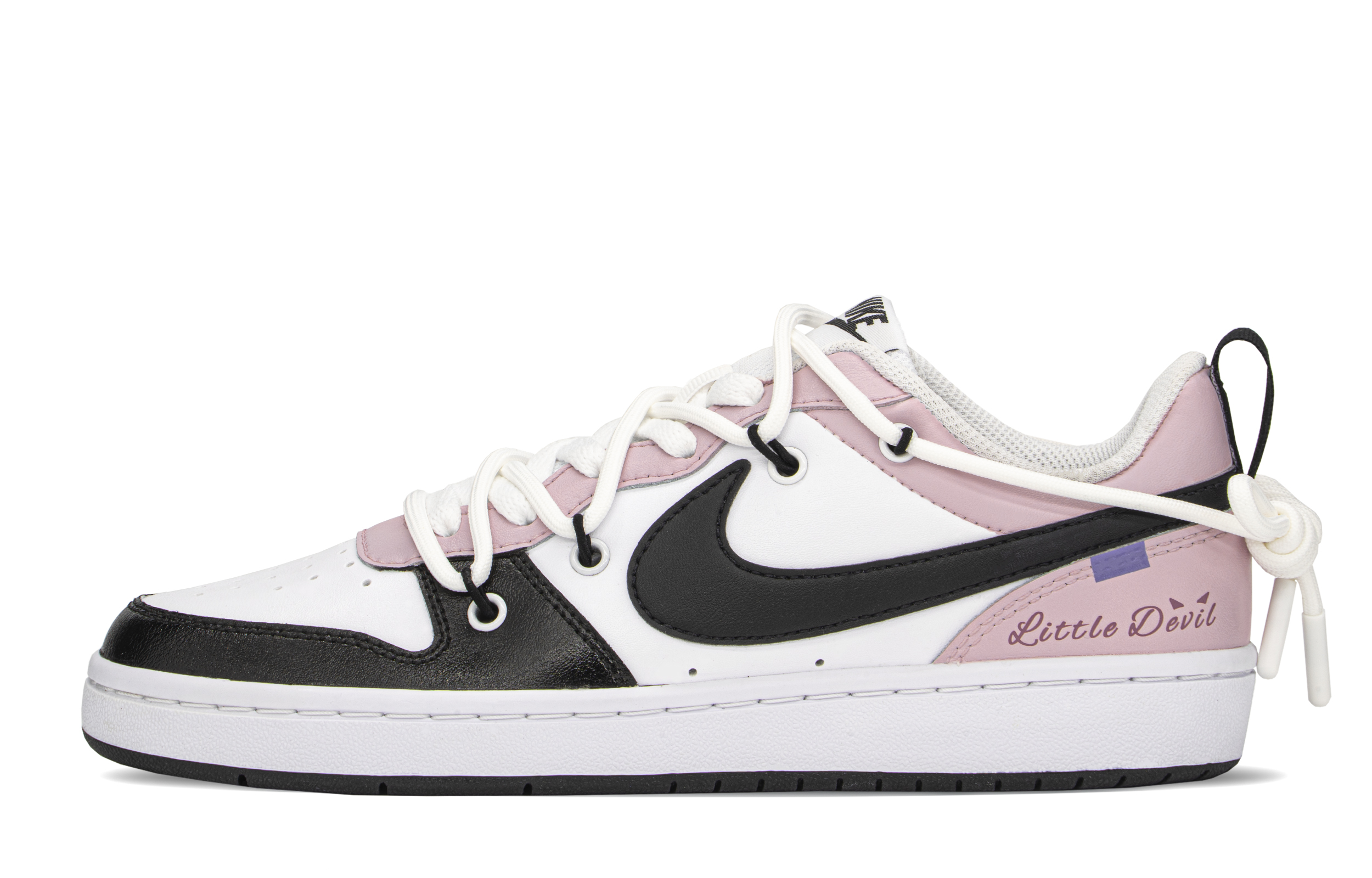 Buy [Sepatu Kustom] Nike Court Borough Low 'Merah Muda Hitam Putih Little Devil' BQ5448-104(TeamA-CB小恶魔S-BOX)