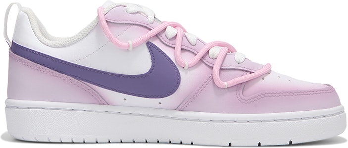 【客製化球鞋】Nike Court Borough Low 熱浪 紫粉漸變 解構綁帶 復古 低筒 板鞋 GS 粉紫色 Order 【客製化球鞋】Nike Court Borough Low 熱浪 紫粉漸變 解構綁帶 復古 低筒 板鞋 GS 粉紫色