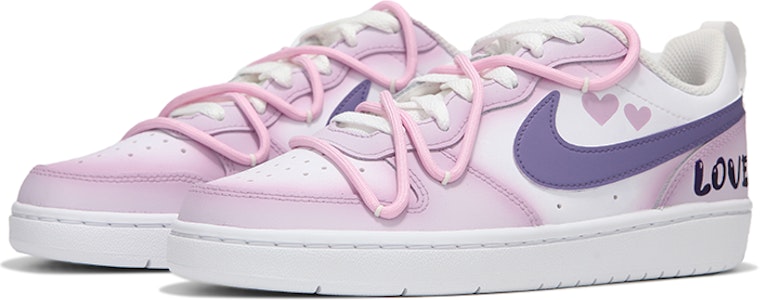 【客製化球鞋】Nike Court Borough Low 熱浪 紫粉漸變 解構綁帶 復古 低筒 板鞋 GS 粉紫色 Lookbook 【客製化球鞋】Nike Court Borough Low 熱浪 紫粉漸變 解構綁帶 復古 低筒 板鞋 GS 粉紫色