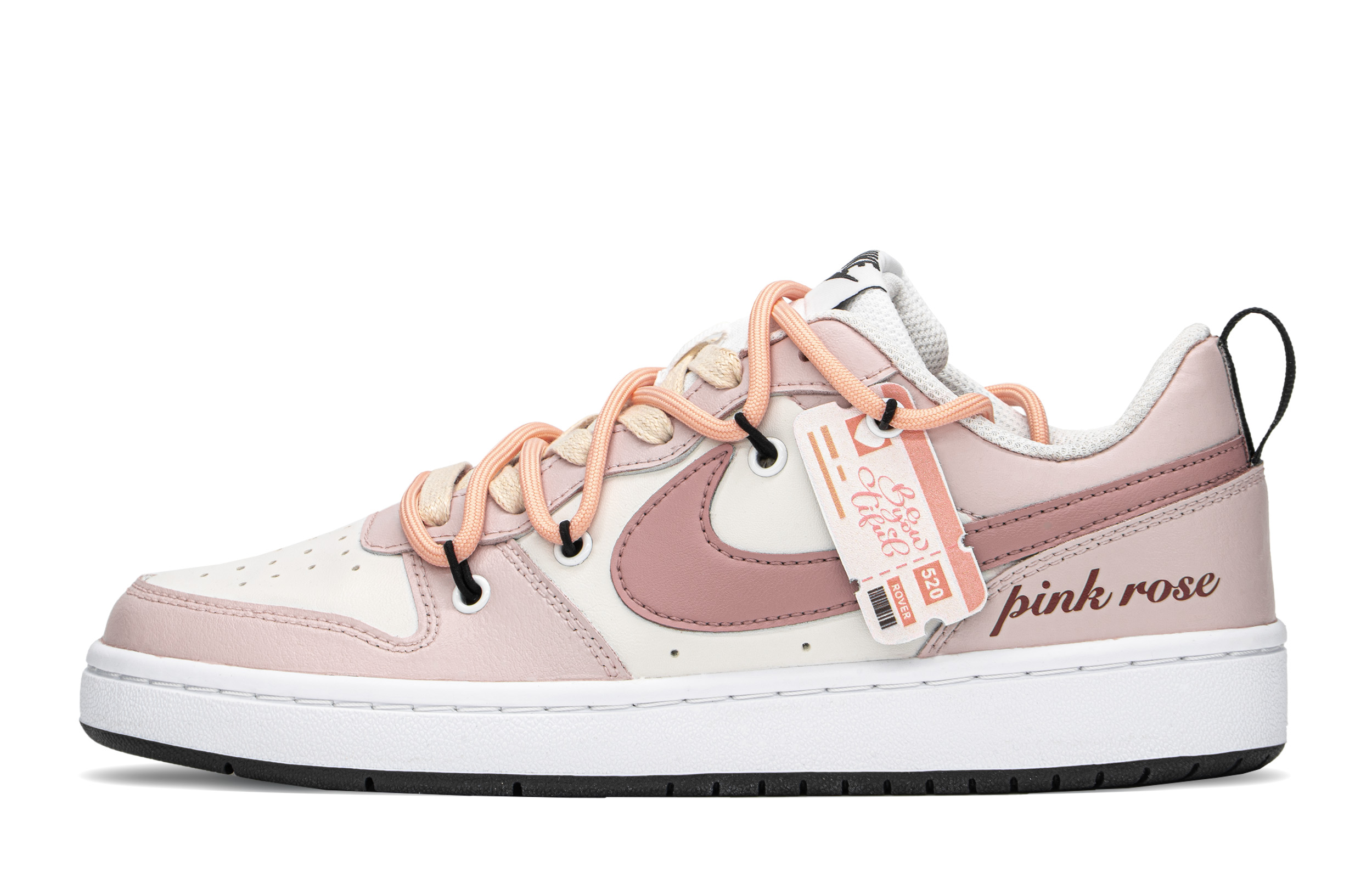 Buy 【定製球鞋】Nike Court Borough FZBB 粉紅玫瑰 低筒 板鞋 GS 米白