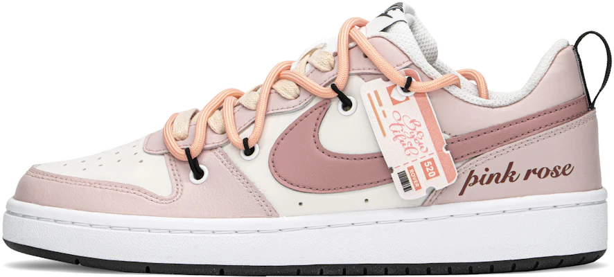 【定製球鞋】Nike Court Borough FZBB 粉紅玫瑰 低筒 板鞋 GS 米白 Buy 【定製球鞋】Nike Court Borough FZBB 粉紅玫瑰 低筒 板鞋 GS 米白